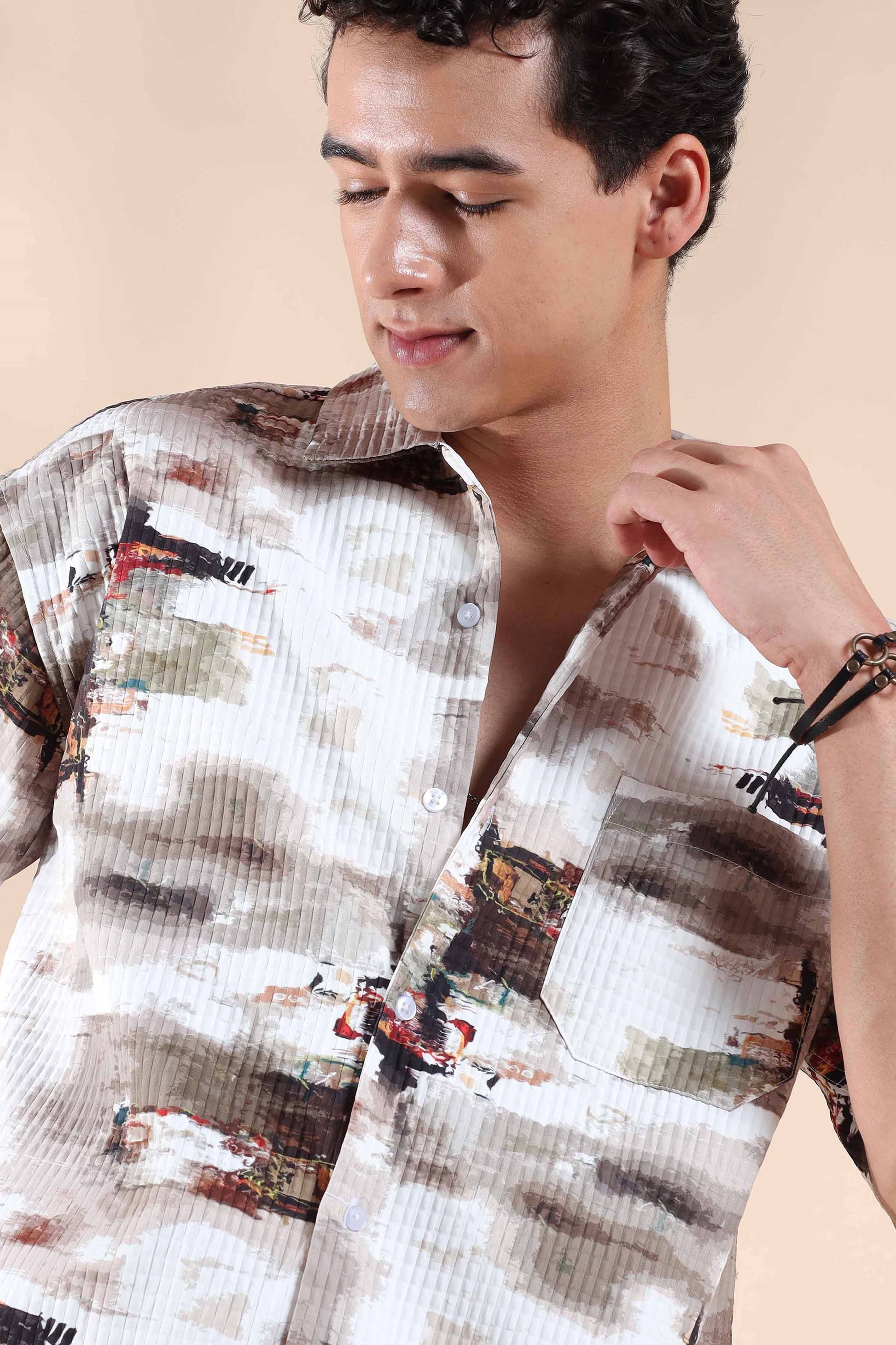 Muliti Color Pixel Play Oversized Shirt Men