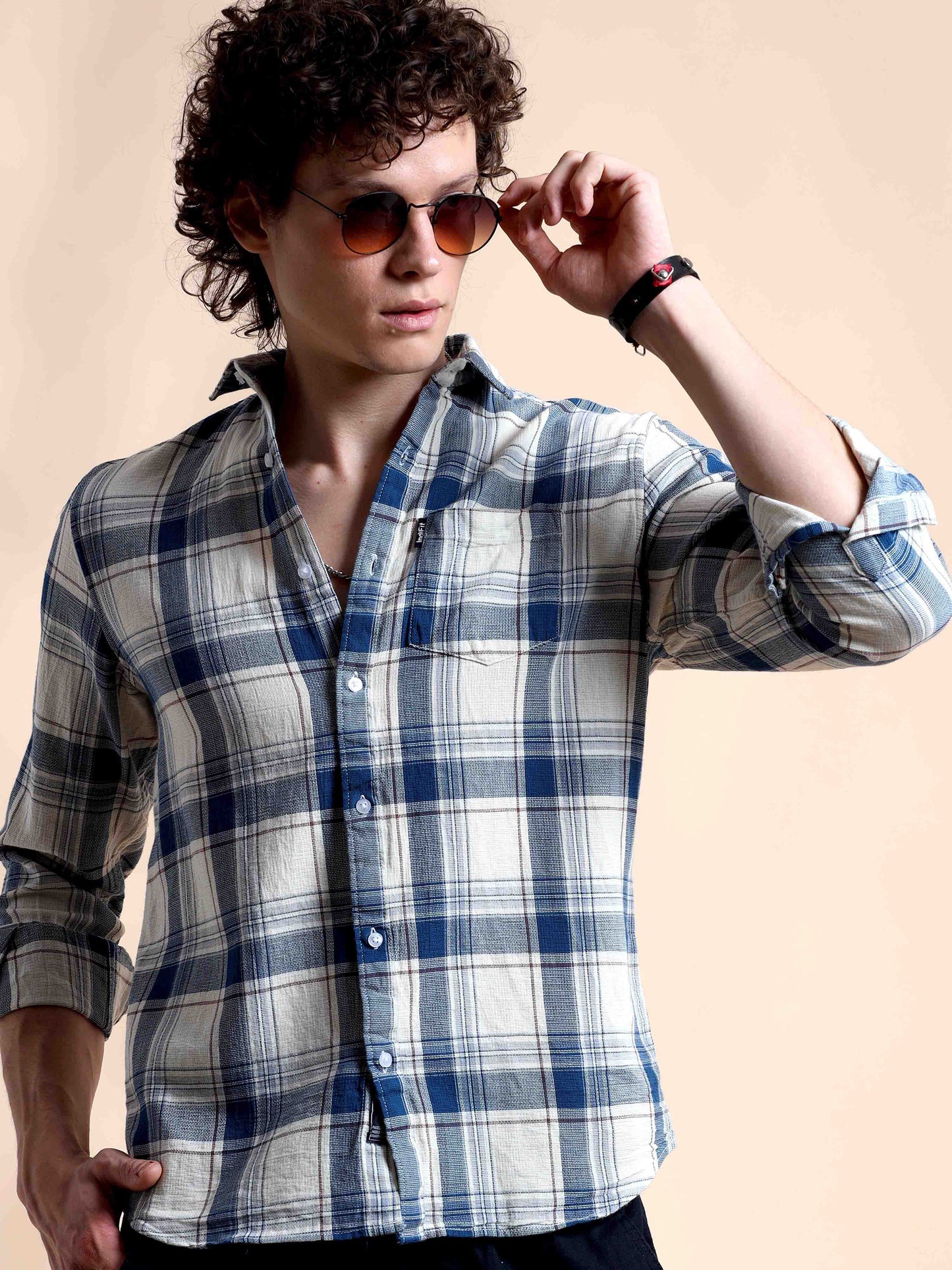 Dark Blue Plaid Parade New Check Shirt for Men