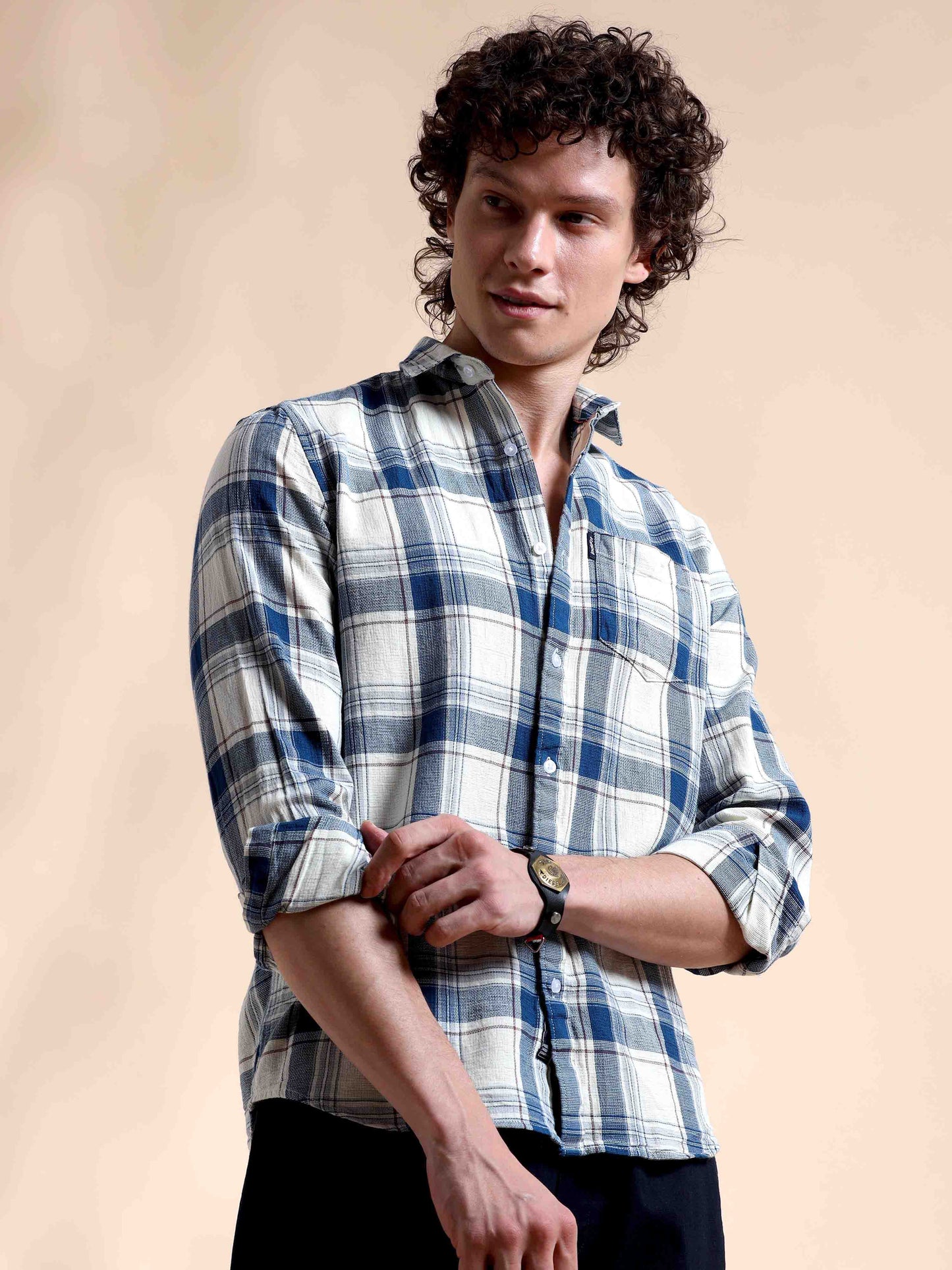 Dark Blue Plaid Parade New Check Shirt for Men