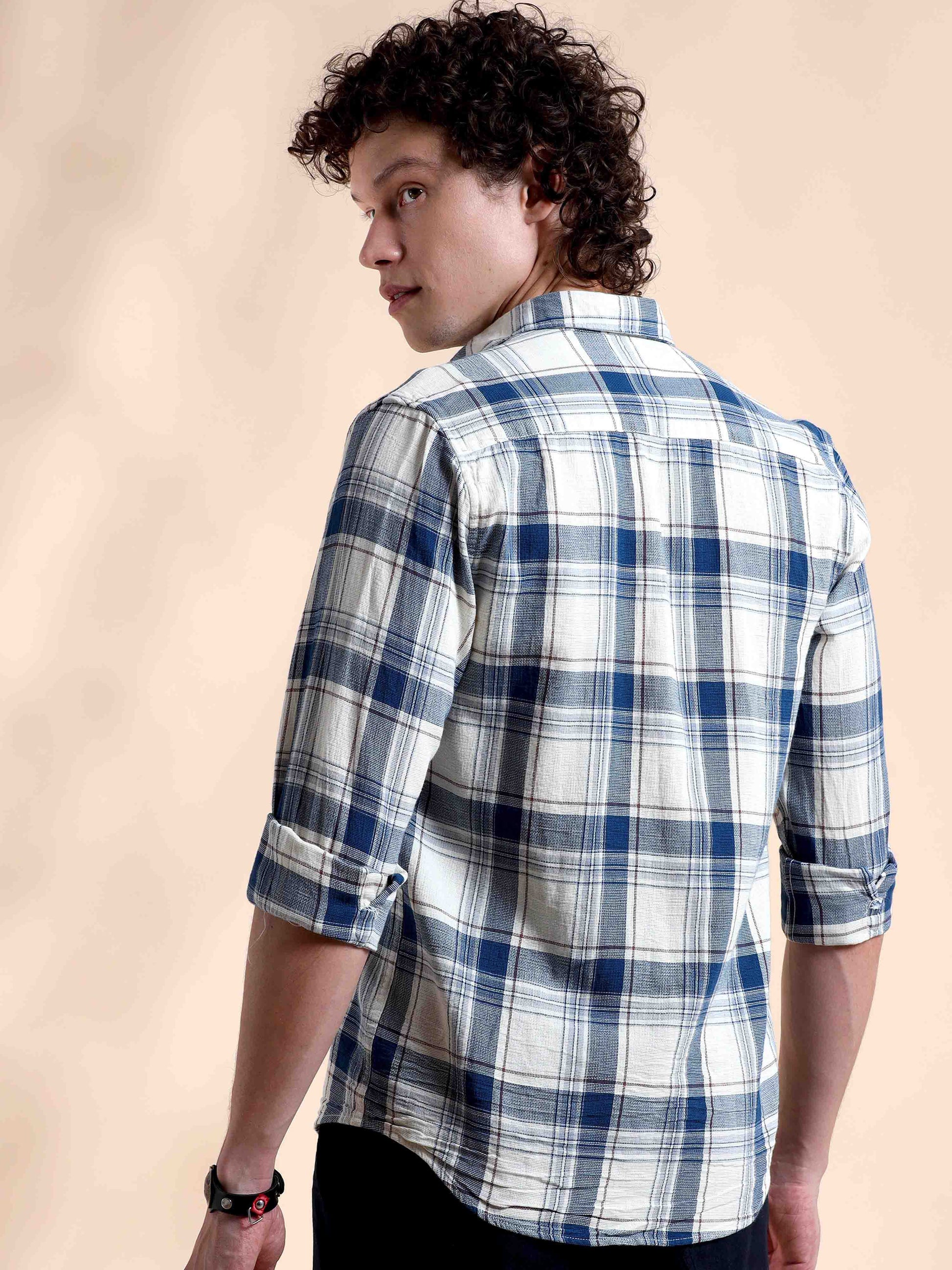 Dark Blue Plaid Parade New Check Shirt for Men