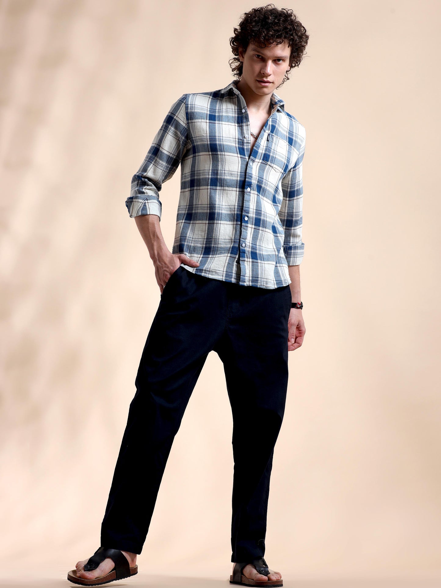 Dark Blue Plaid Parade New Check Shirt for Men