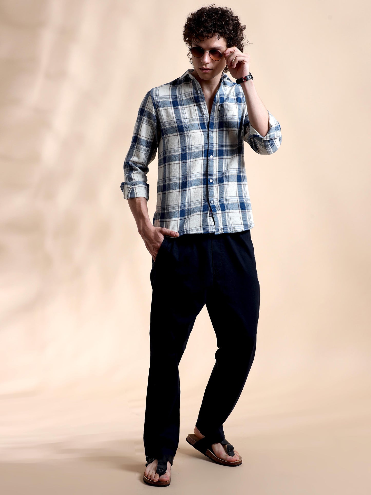 Dark Blue Plaid Parade New Check Shirt for Men