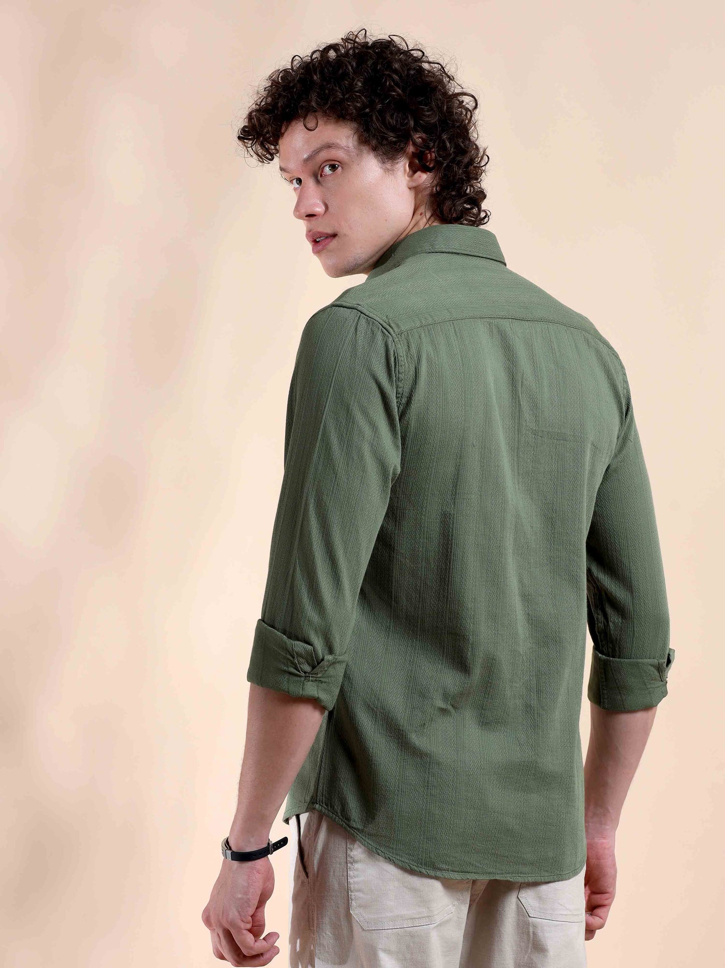 Sage Green Self Dobby Shirt