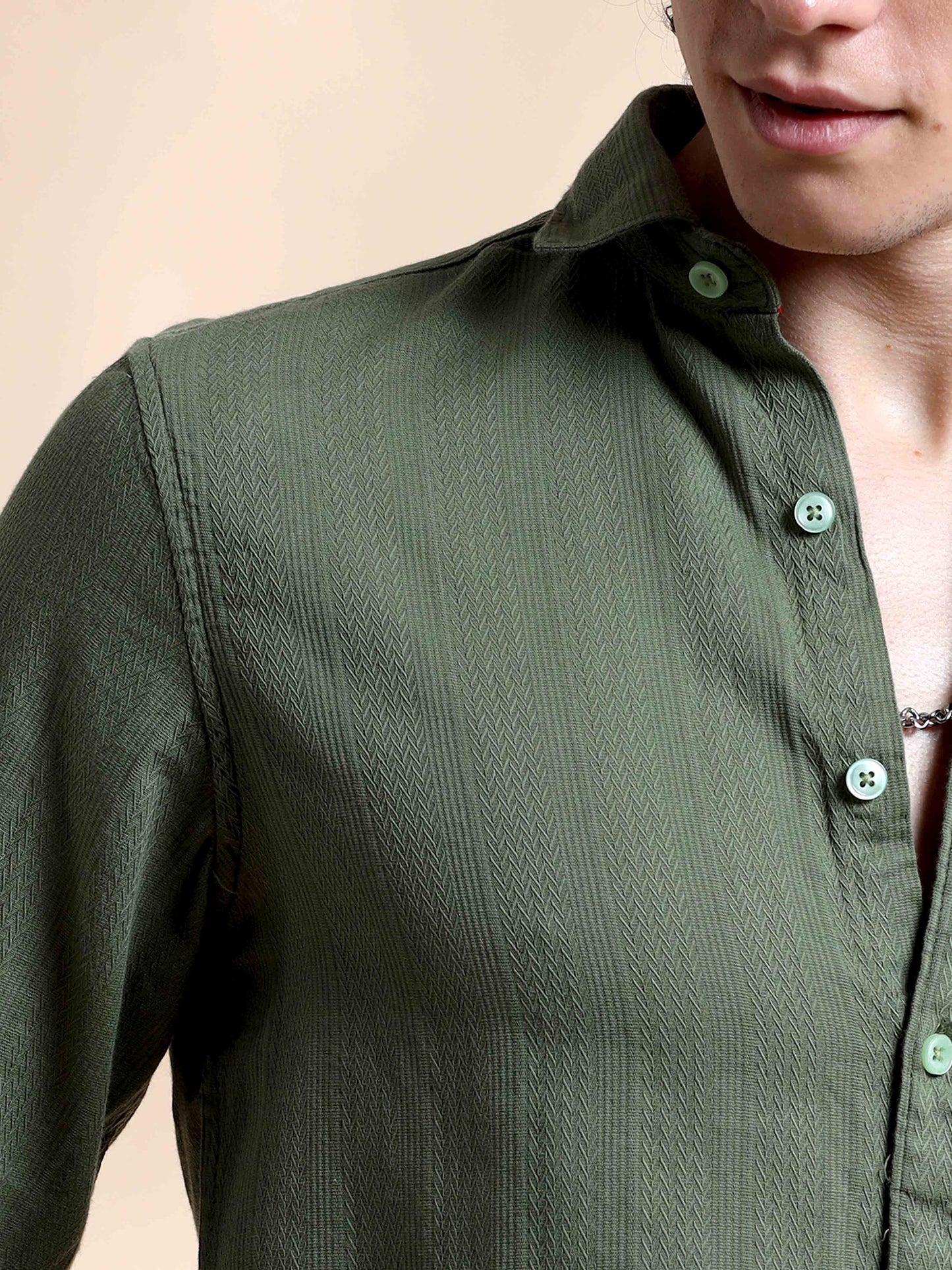 Sage Green Self Dobby Shirt