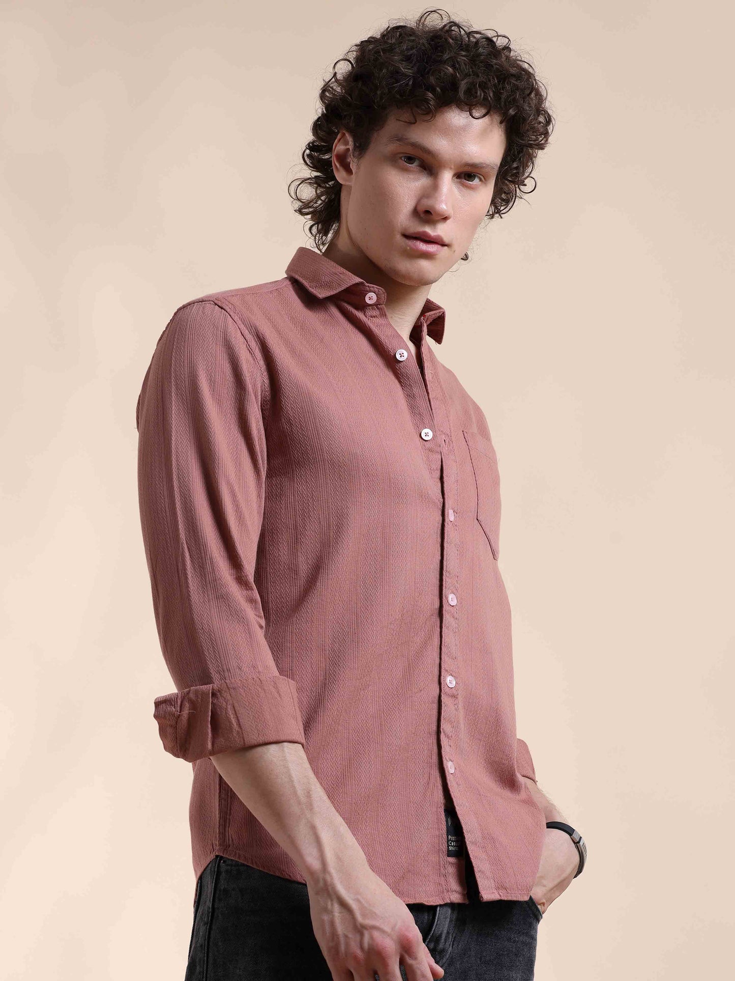 Rose Taupe Self Dobby Shirt