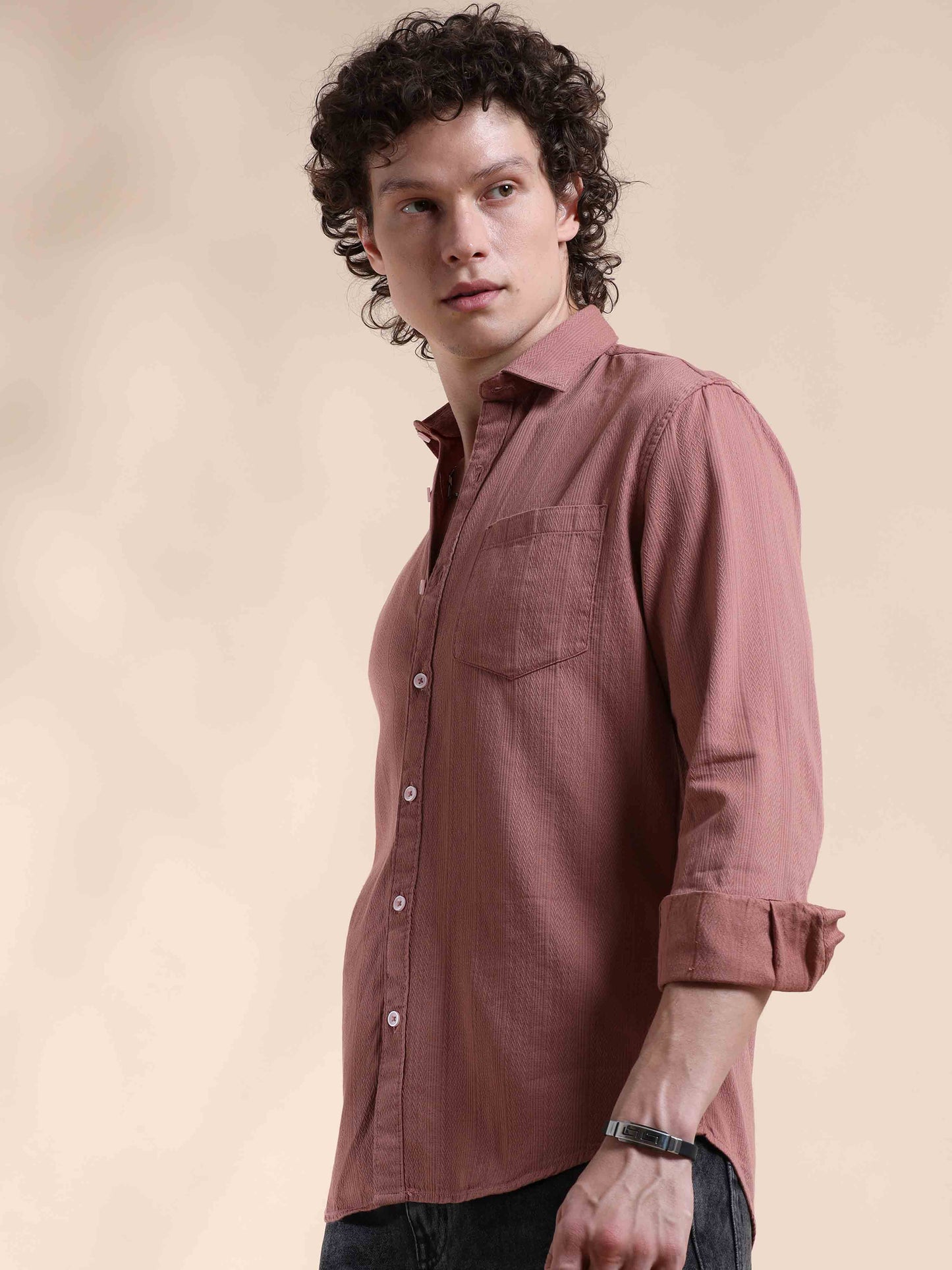 Rose Taupe Self Dobby Shirt