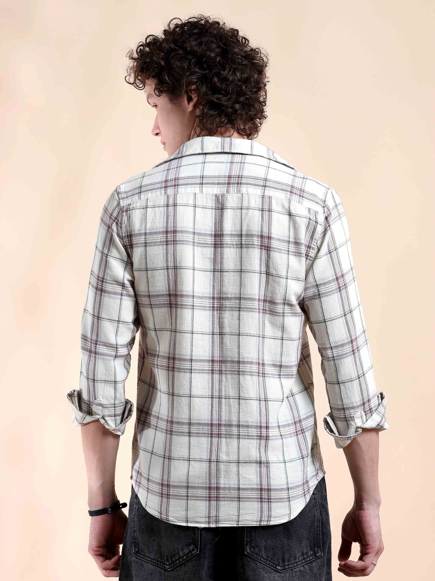  Off White and Pink Gridlock Gentry New Check Shirt for Men