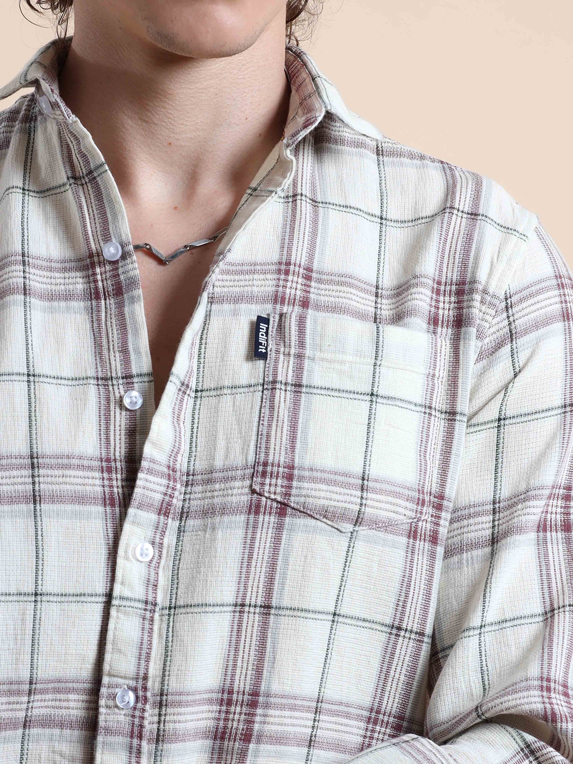  Off White and Pink Gridlock Gentry New Check Shirt for Men