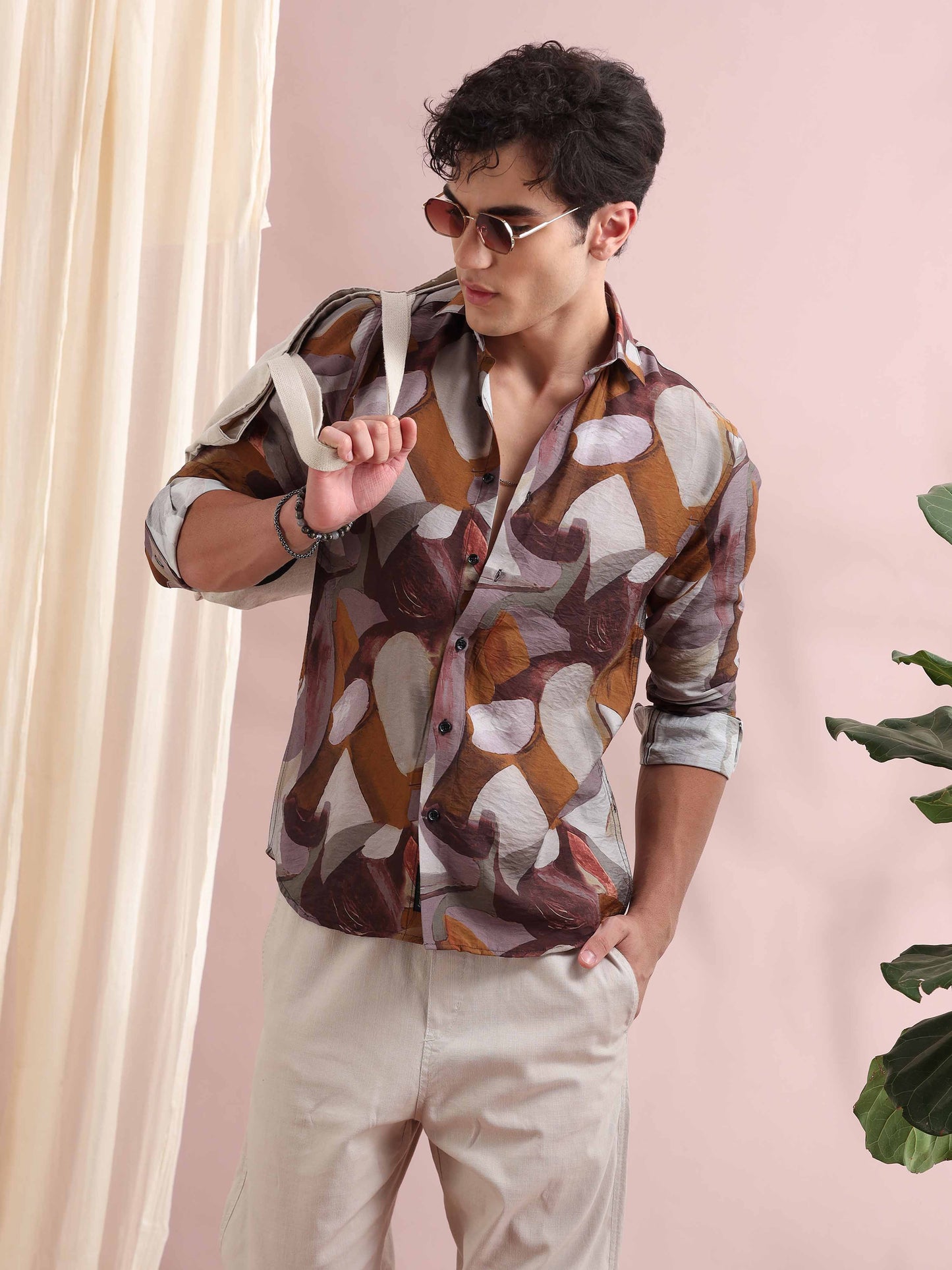 Santiago Caramel Printed Shirt