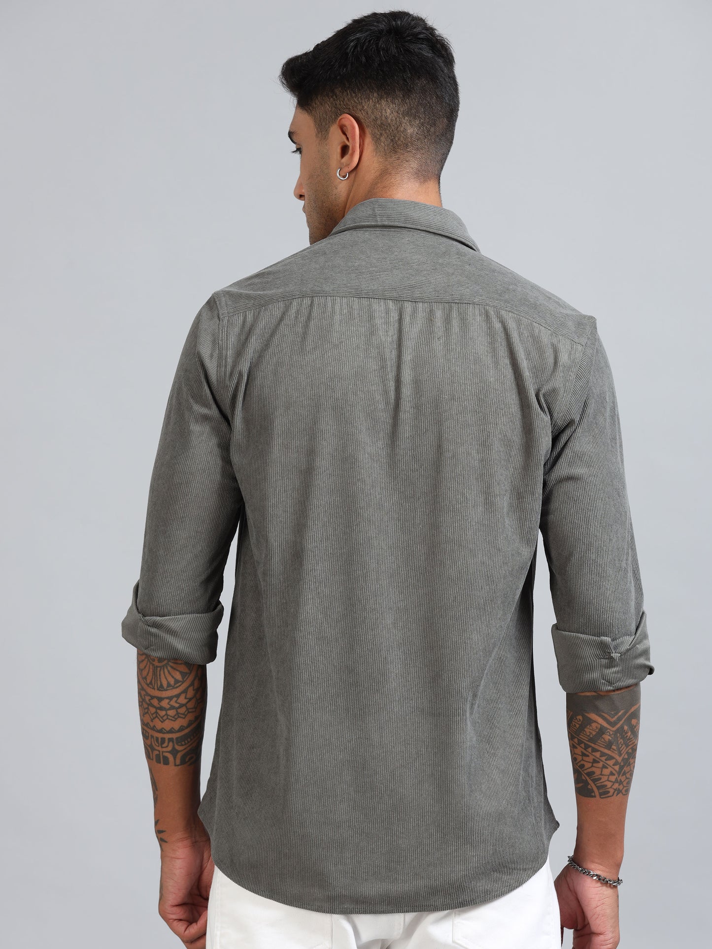 Basel Friar Grey Corduroy Double Pocket Shirt