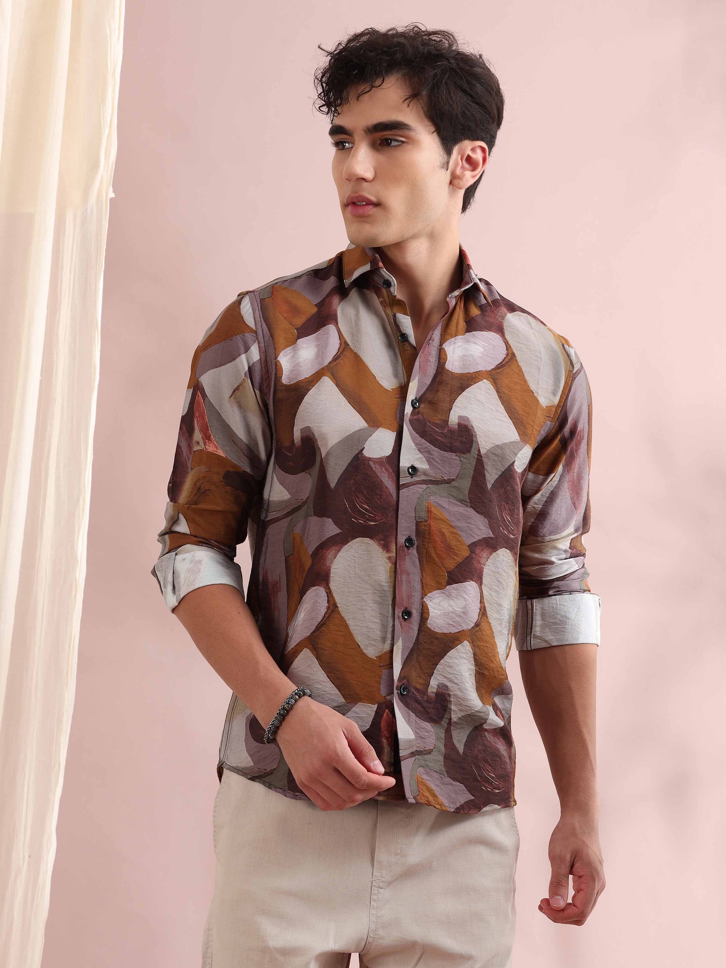 Santiago Caramel Printed Shirt