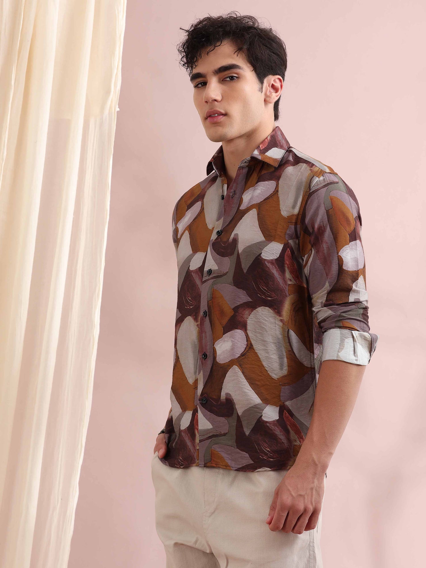 Santiago Caramel Printed Shirt