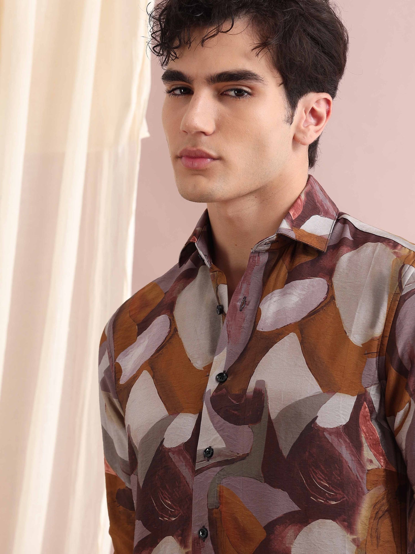 Santiago Caramel Printed Shirt