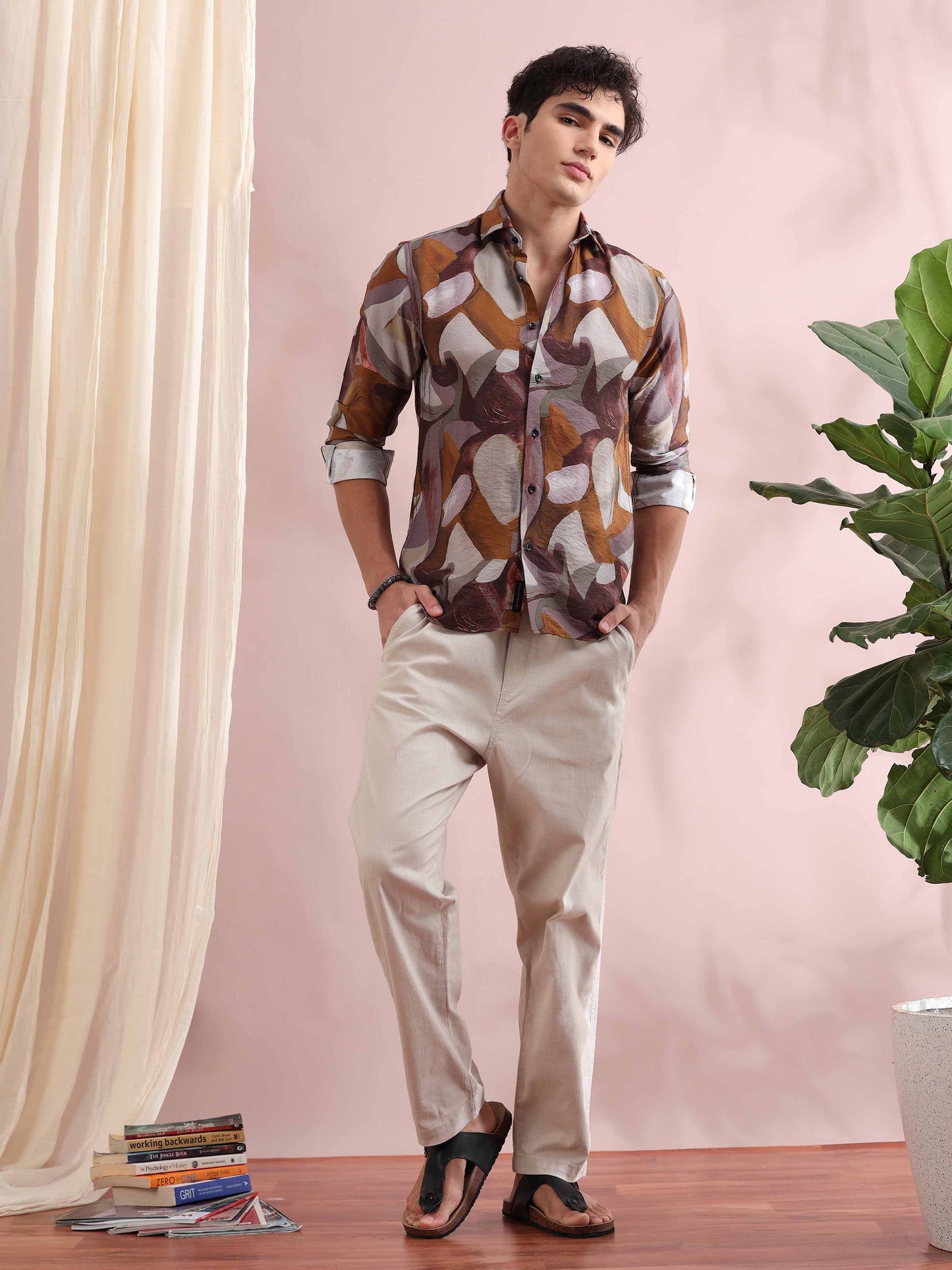 Santiago Caramel Printed Shirt