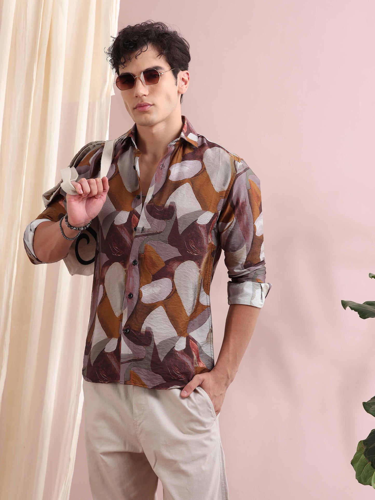 Santiago Caramel Printed Shirt