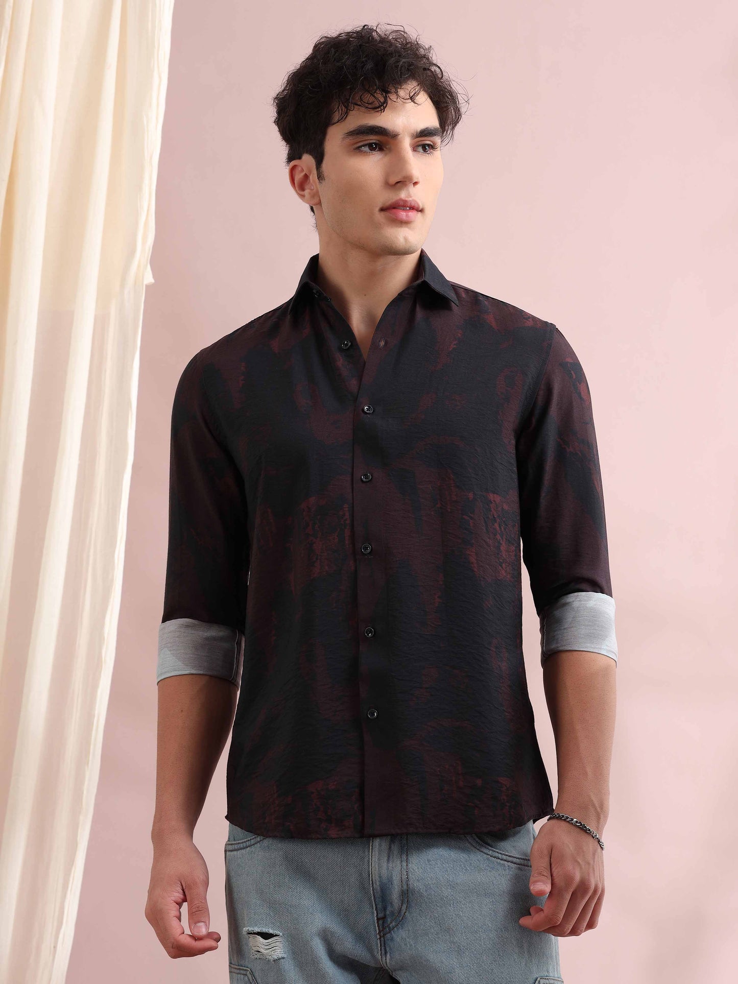 Santiago Smoky Wine Printed Shirt