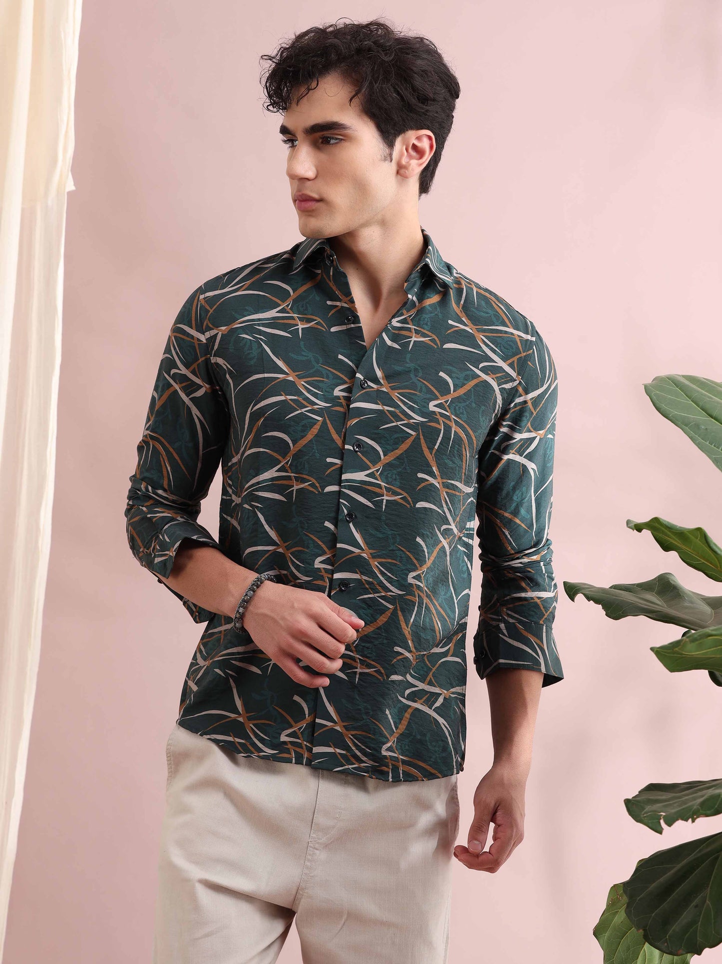 Santiago Timber Green Printed Shirt