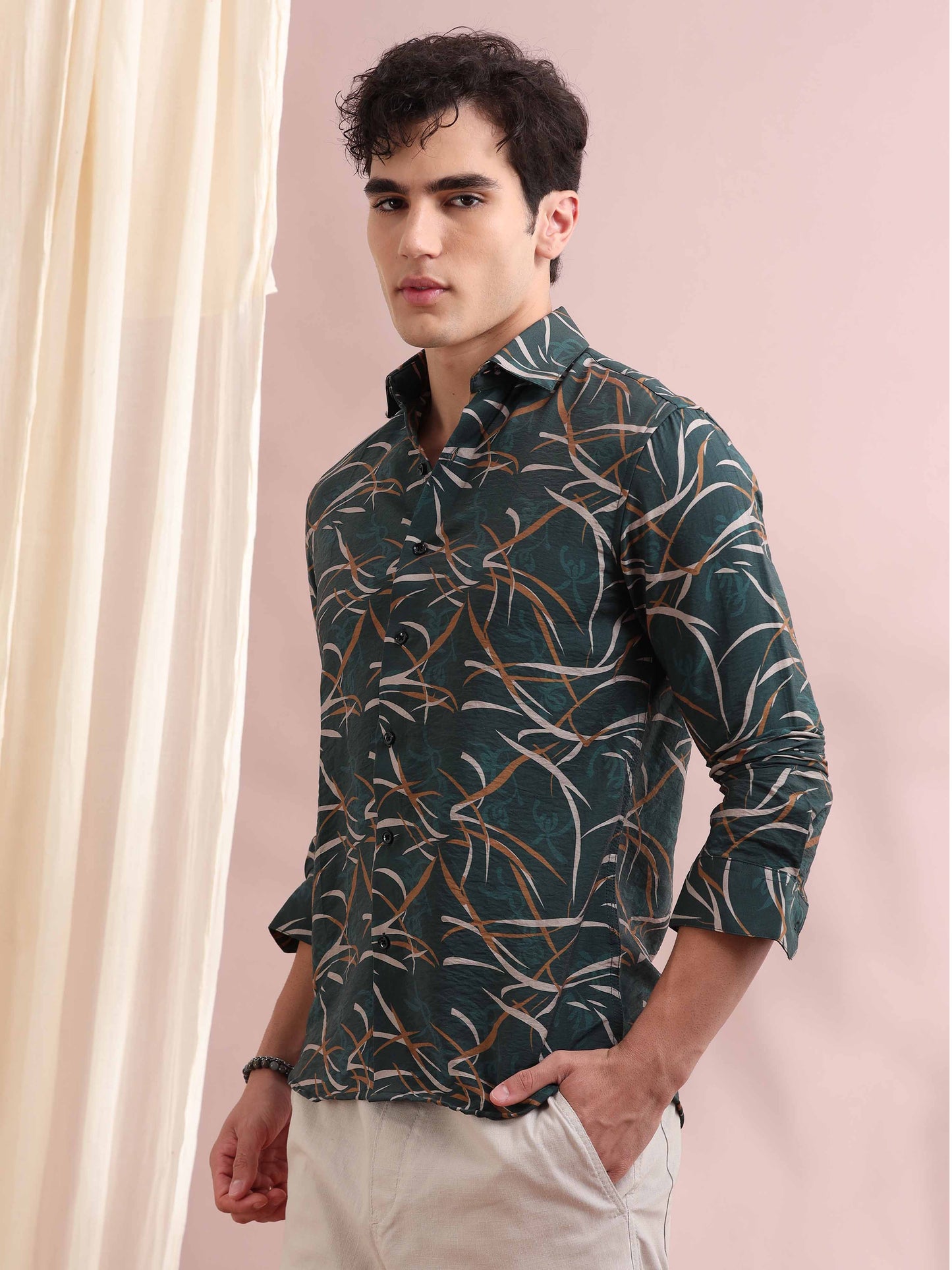 Santiago Timber Green Printed Shirt