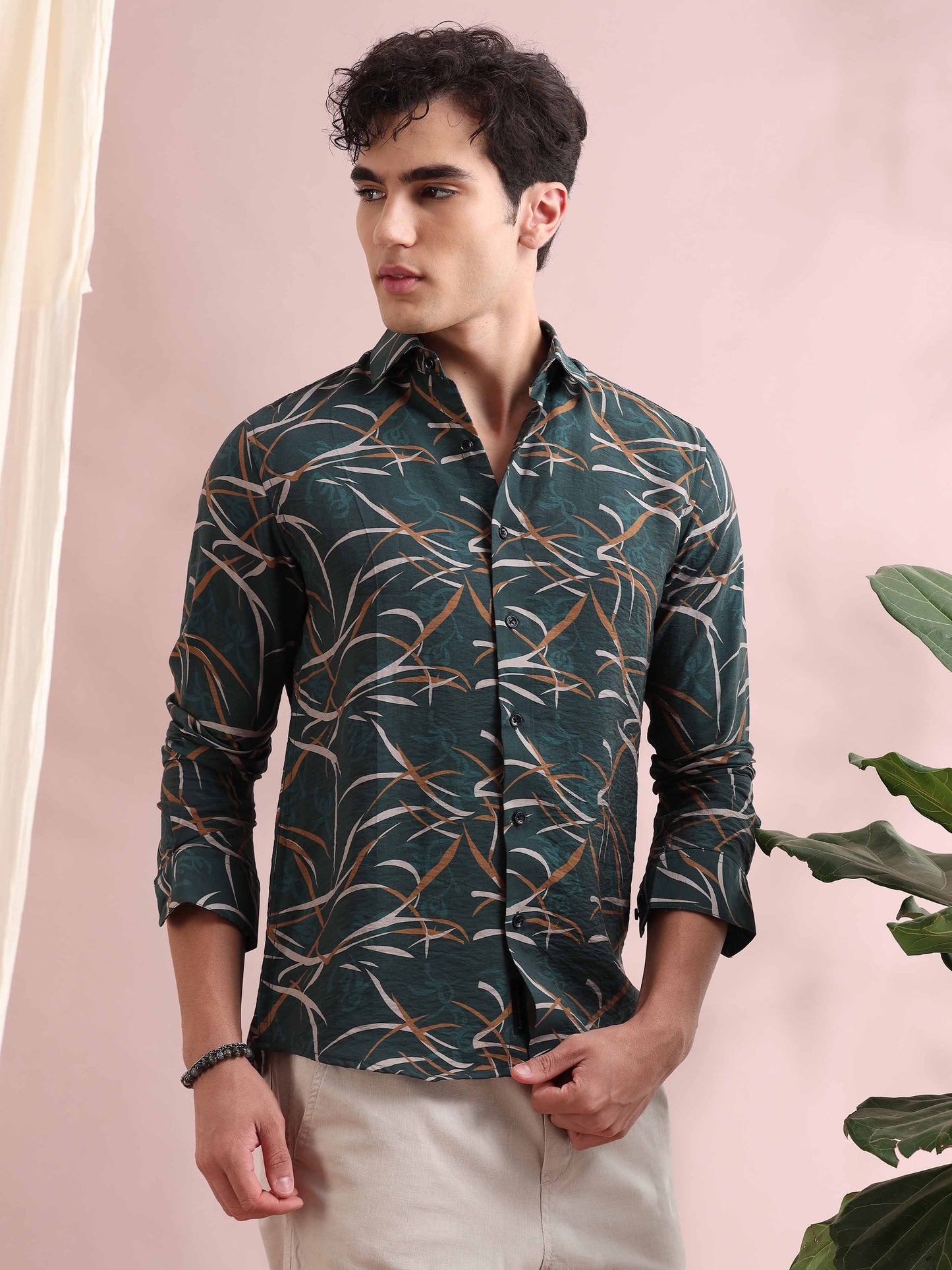 Santiago Timber Green Printed Shirt