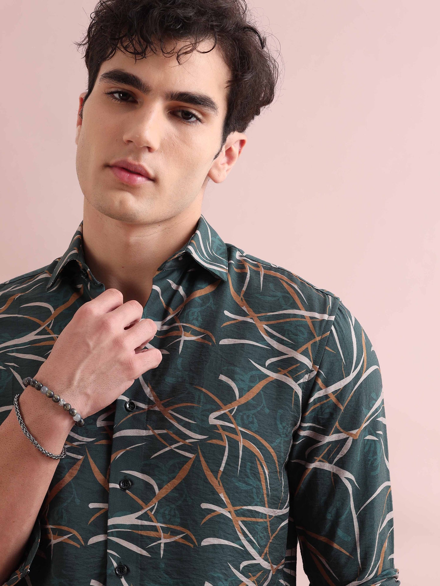 Santiago Timber Green Printed Shirt