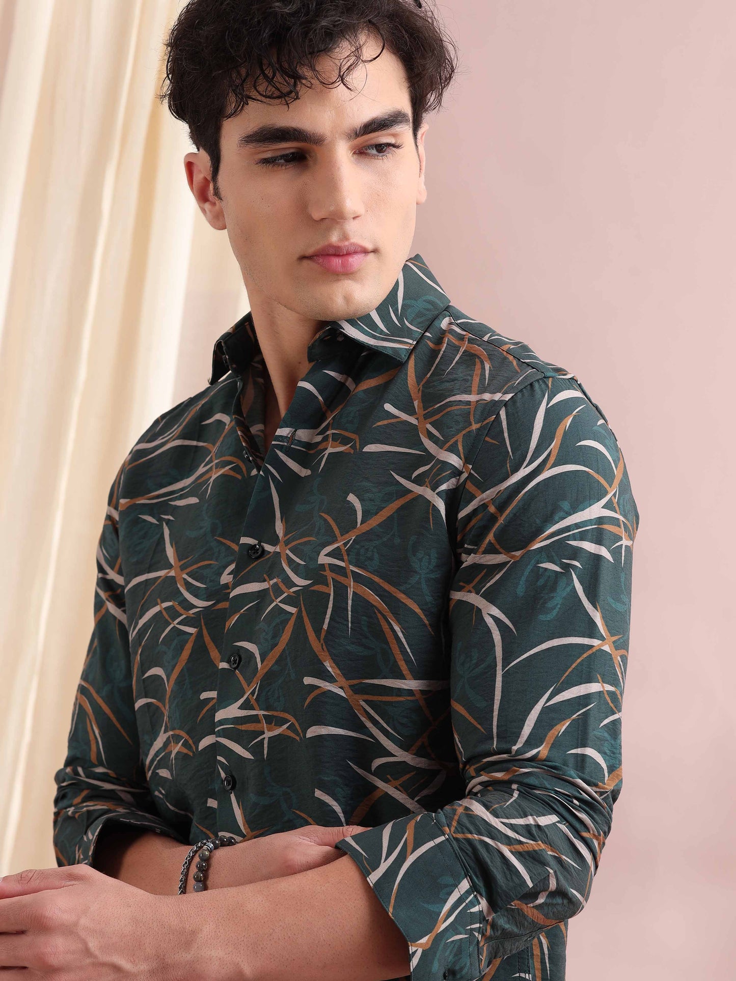 Santiago Timber Green Printed Shirt