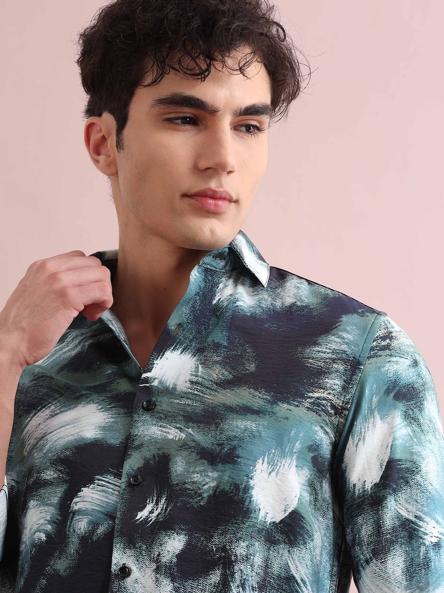 Santiago Teal Blue Printed Shirt