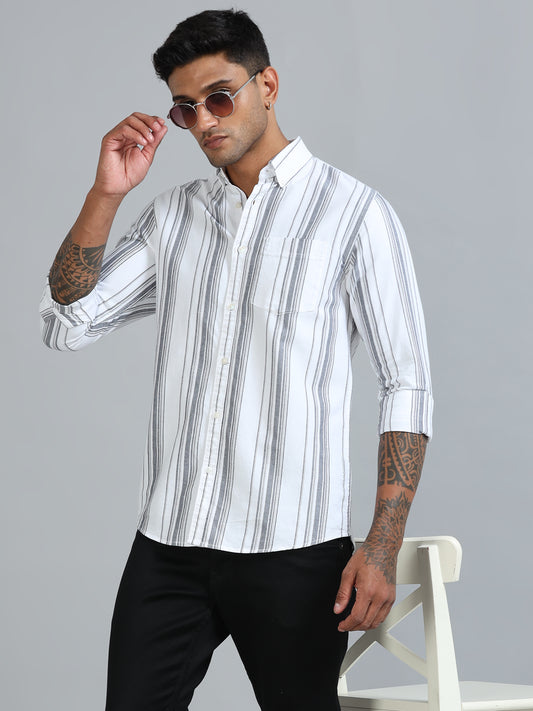 Gandia White & Grey Stripes Shirt