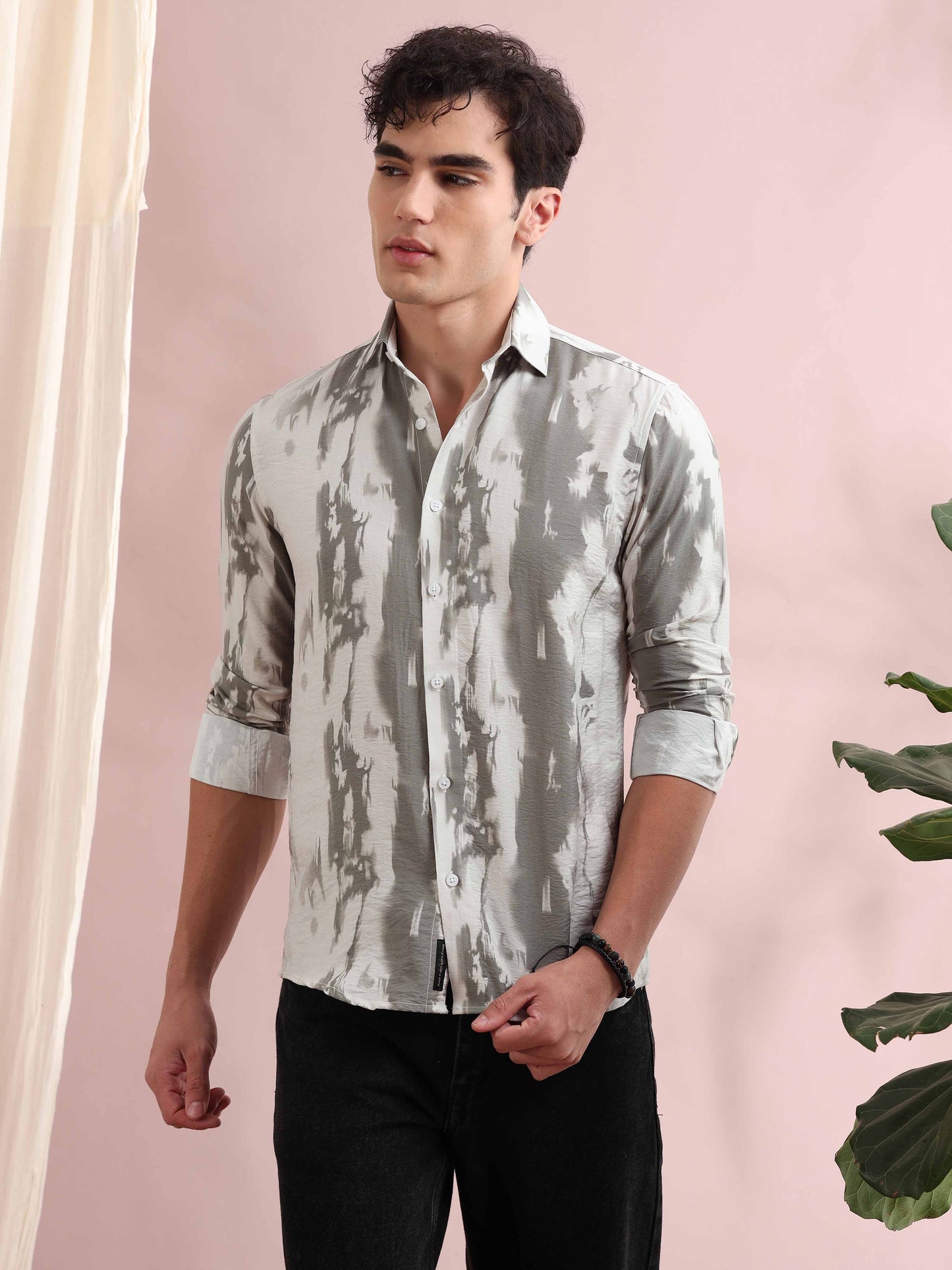 Santiago Resene Foggy Grey Printed Shirt