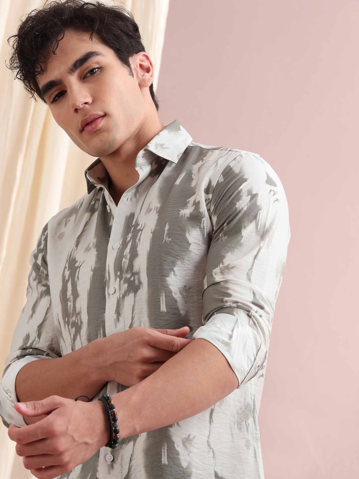 Santiago Resene Foggy Grey Printed Shirt