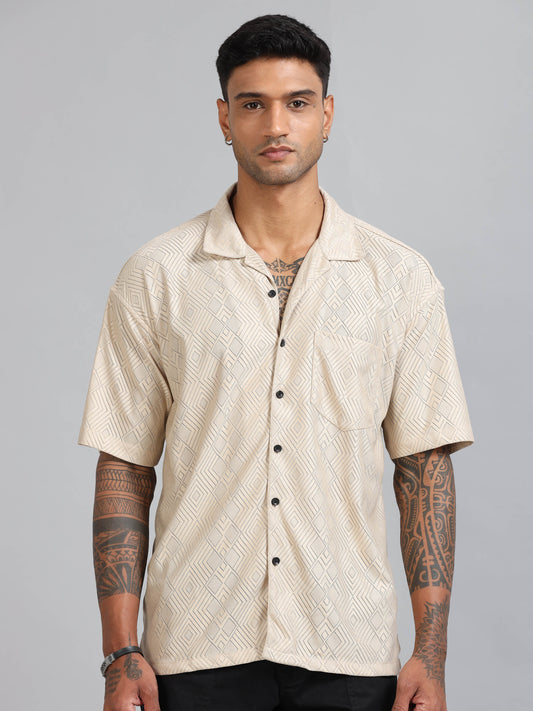 Jack Eggshell Luster knitted Solid Shirt