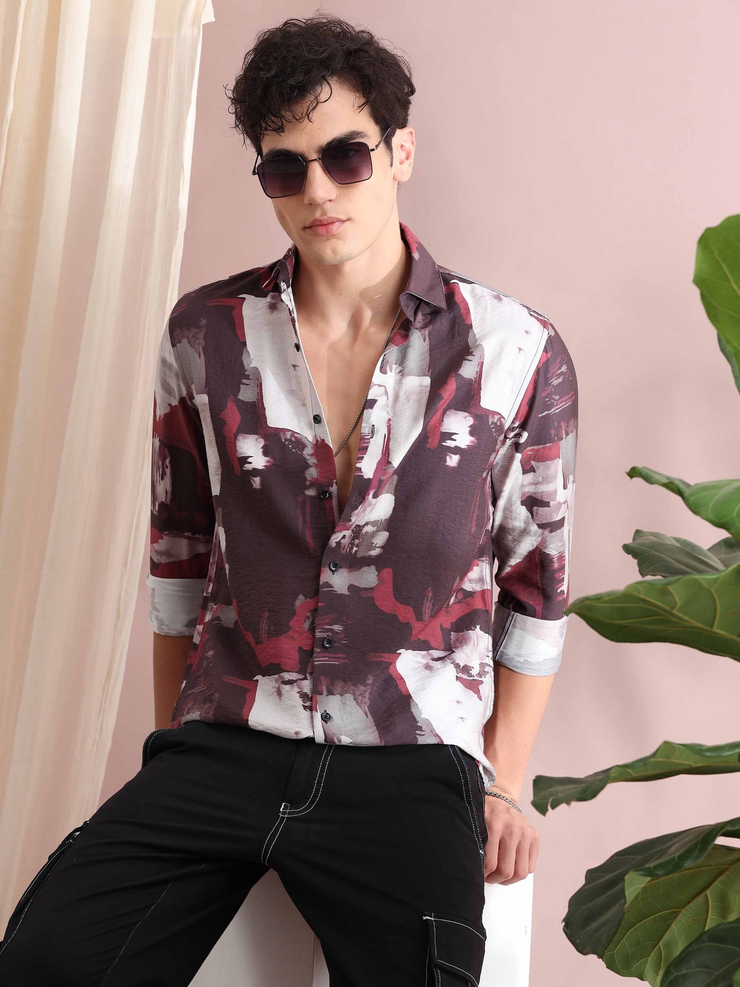 Santiago Wine Printed Shirt