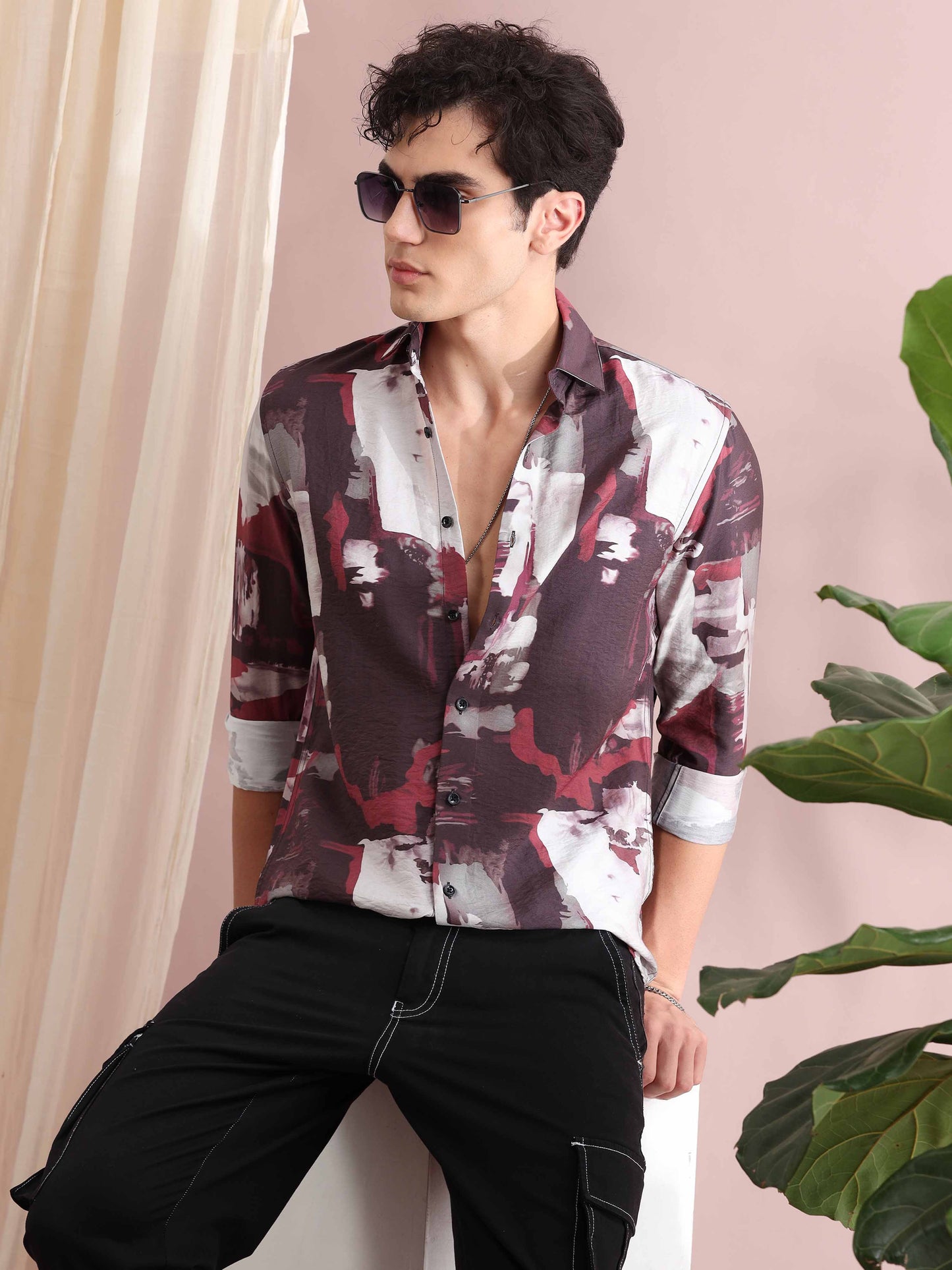 Santiago Wine Printed Shirt