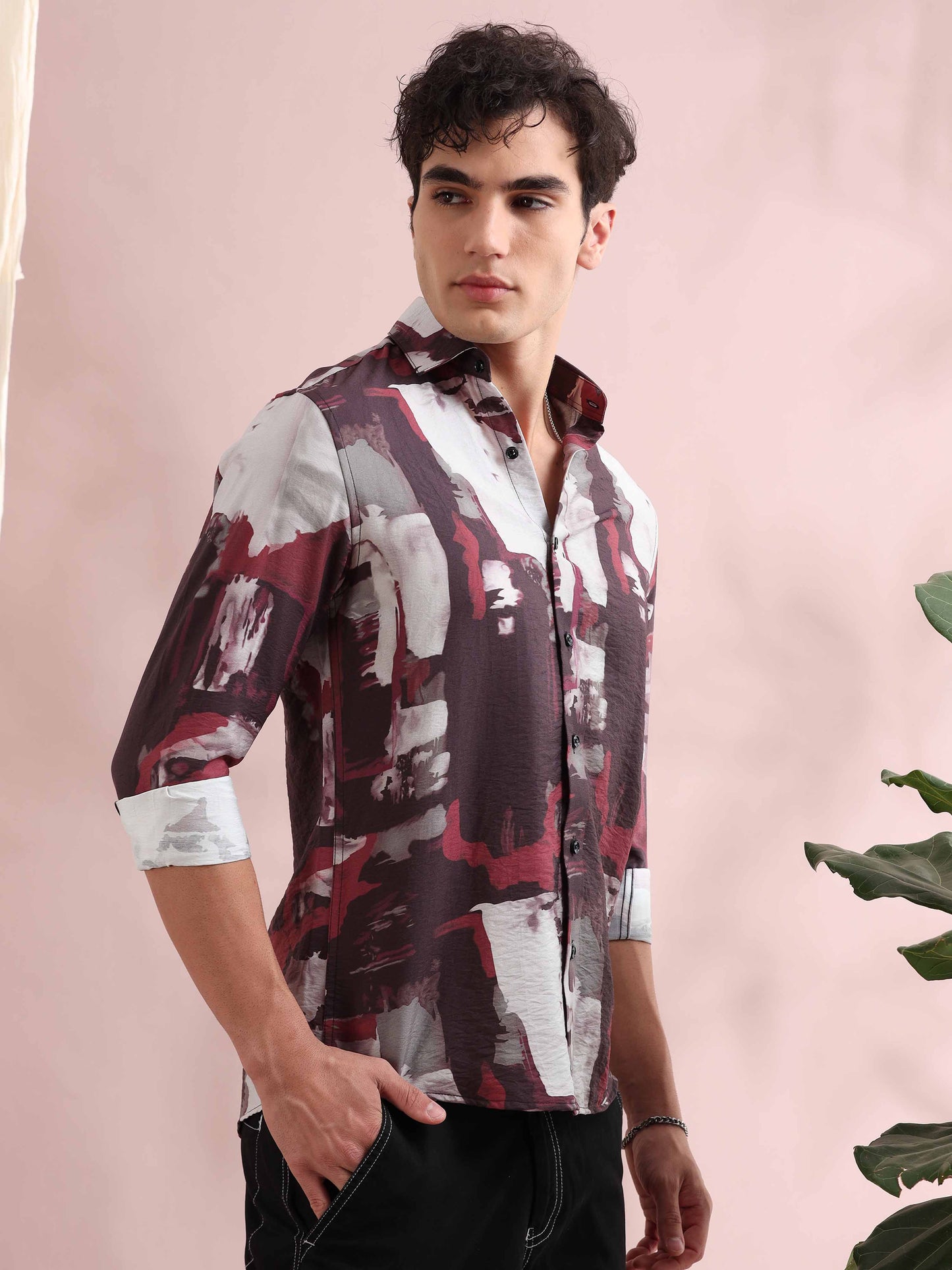 Santiago Wine Printed Shirt