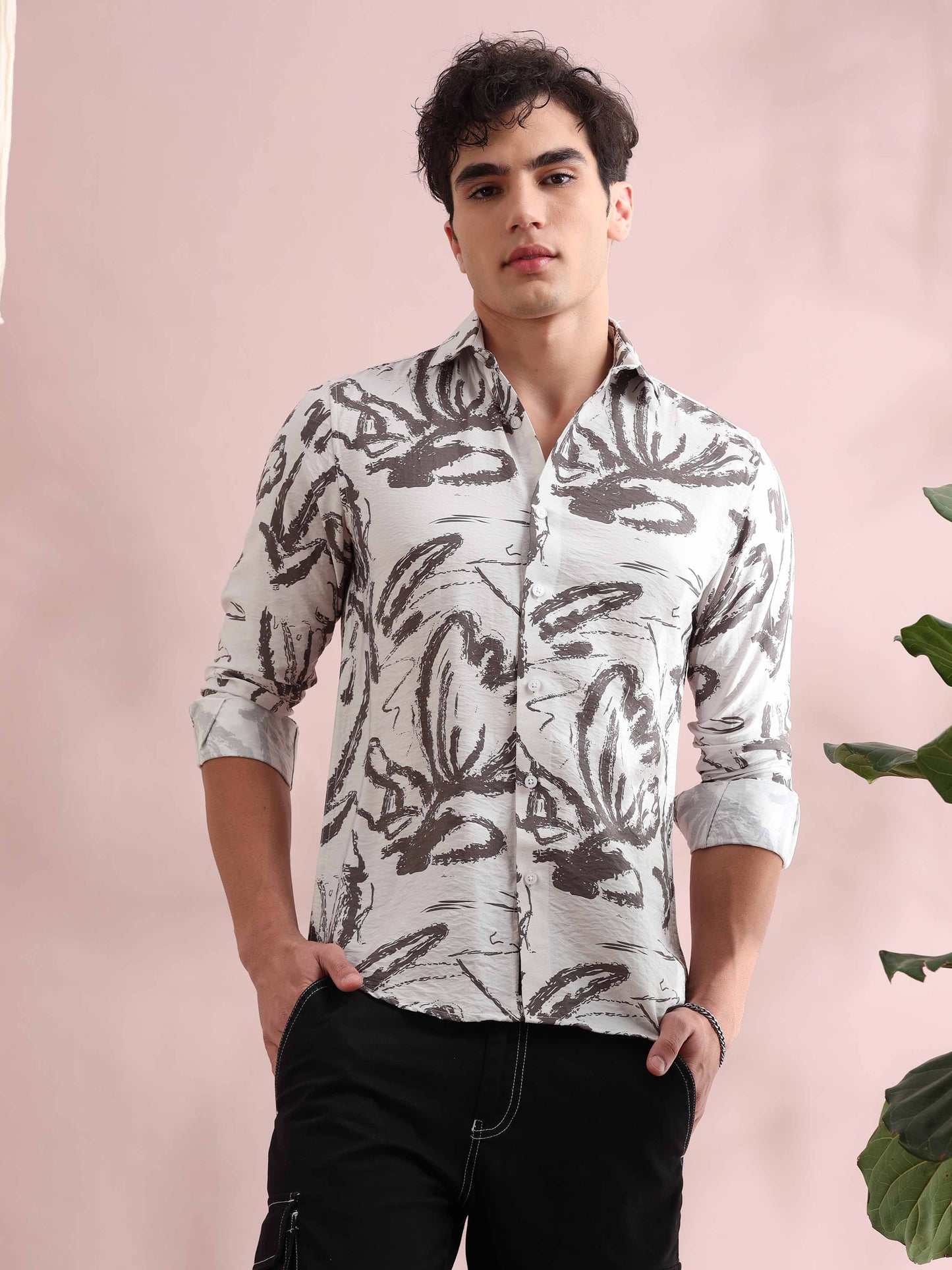 Santiago Grey Floral Printed Shirt