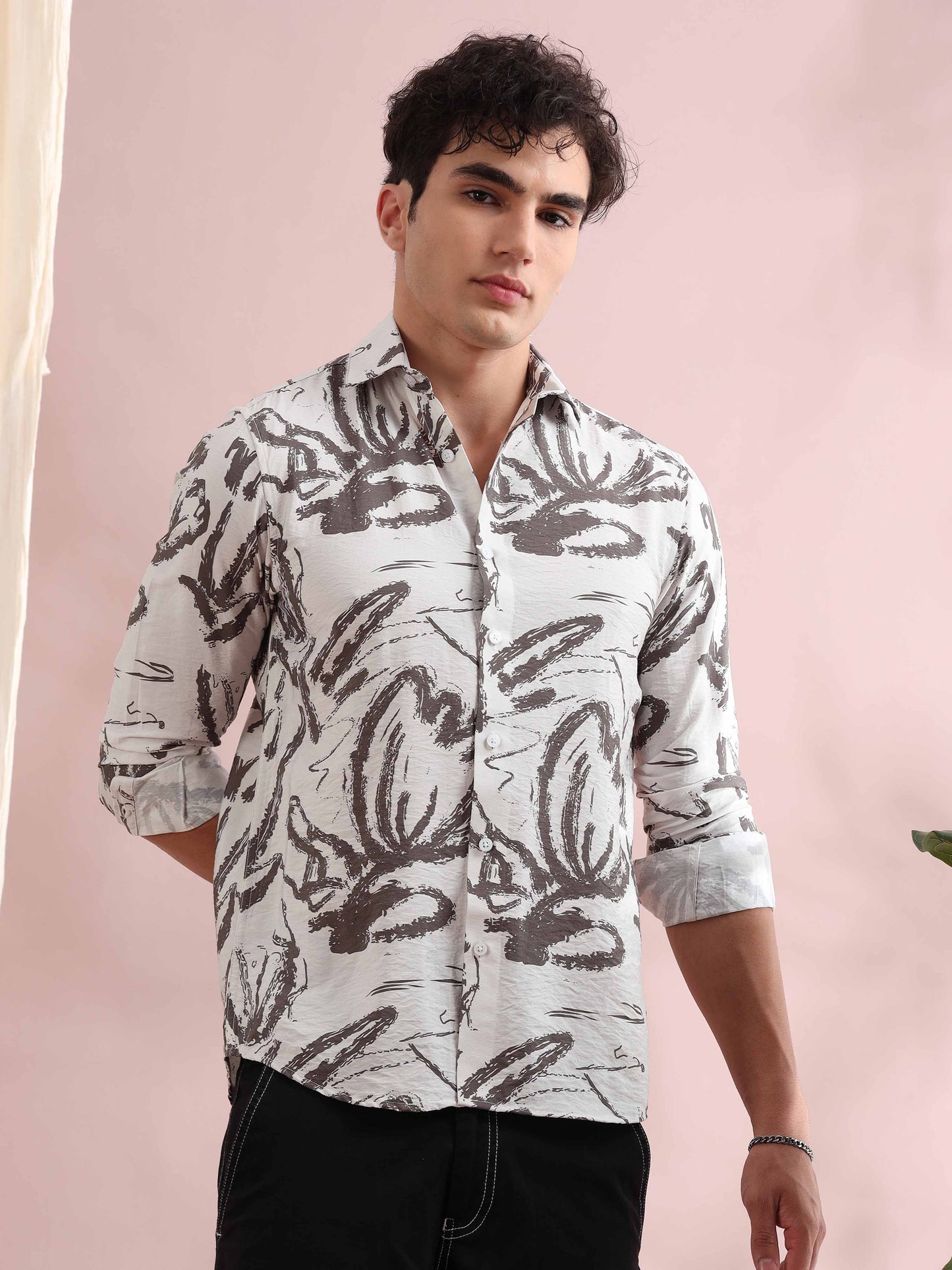 Santiago Grey Floral Printed Shirt