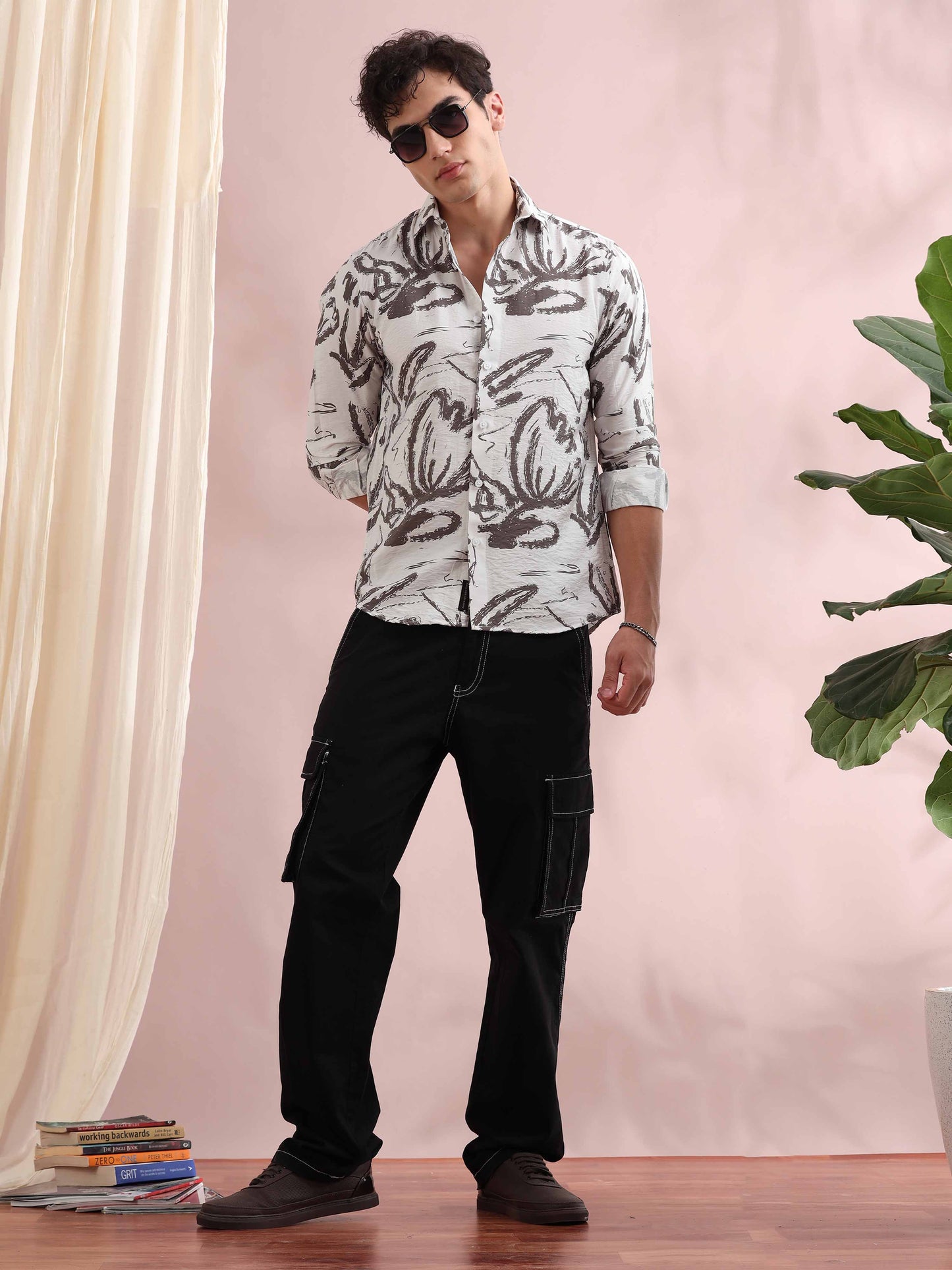 Santiago Grey Floral Printed Shirt