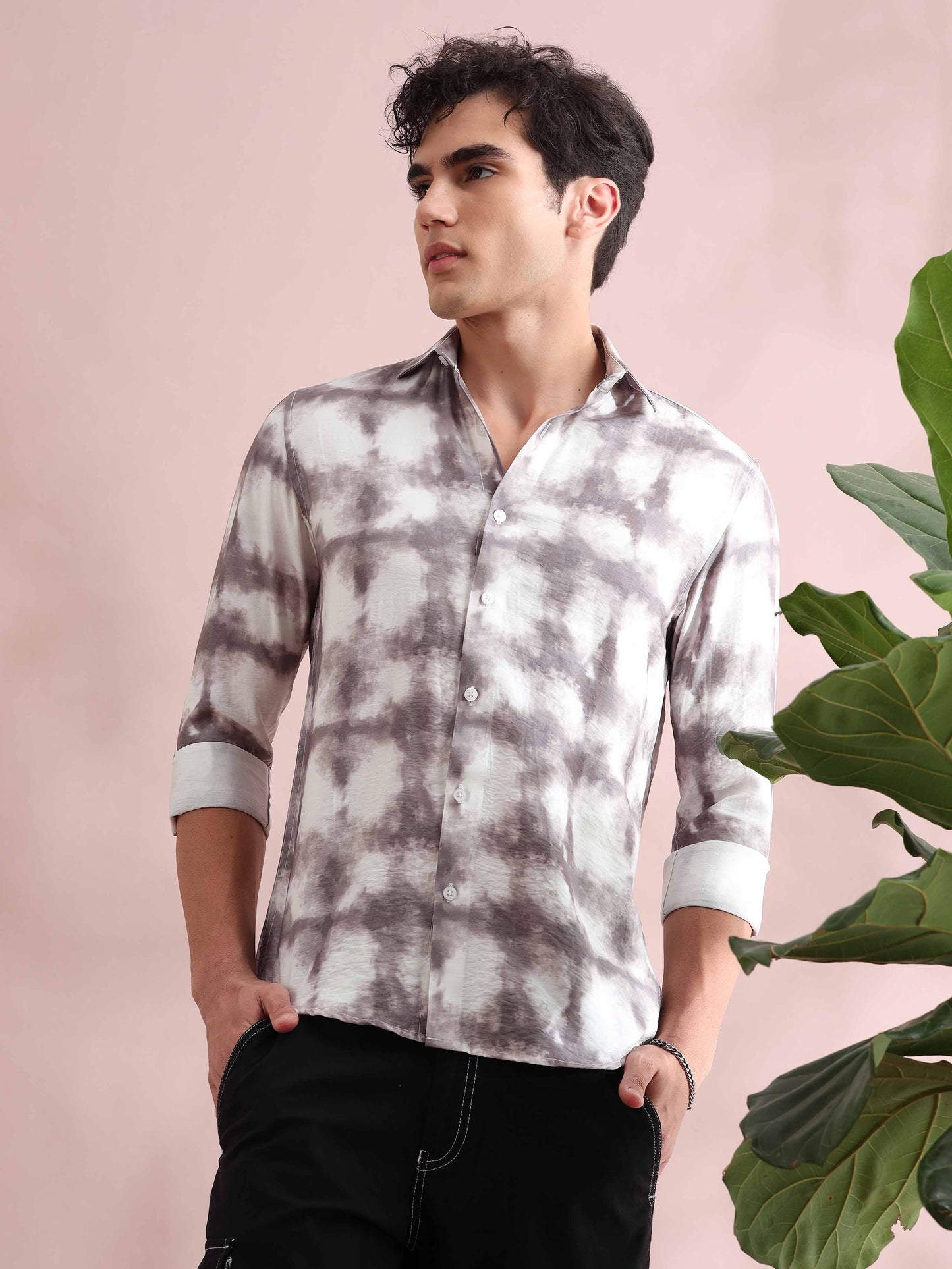 Santiago Grey Tie Dye Printed Shirt