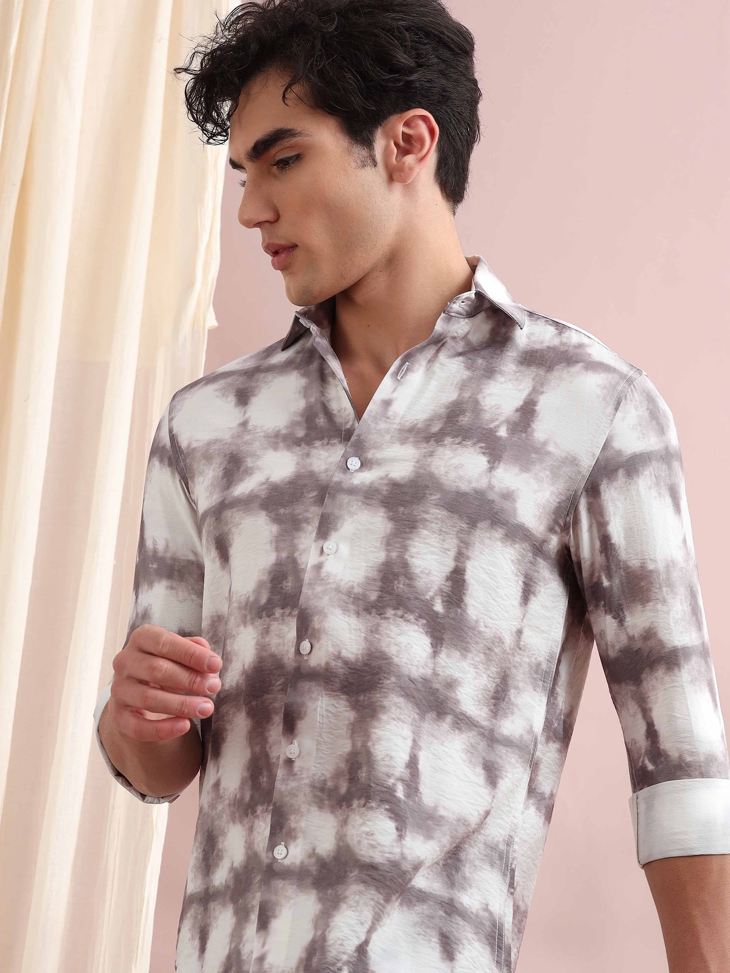 Santiago Grey Tie Dye Printed Shirt