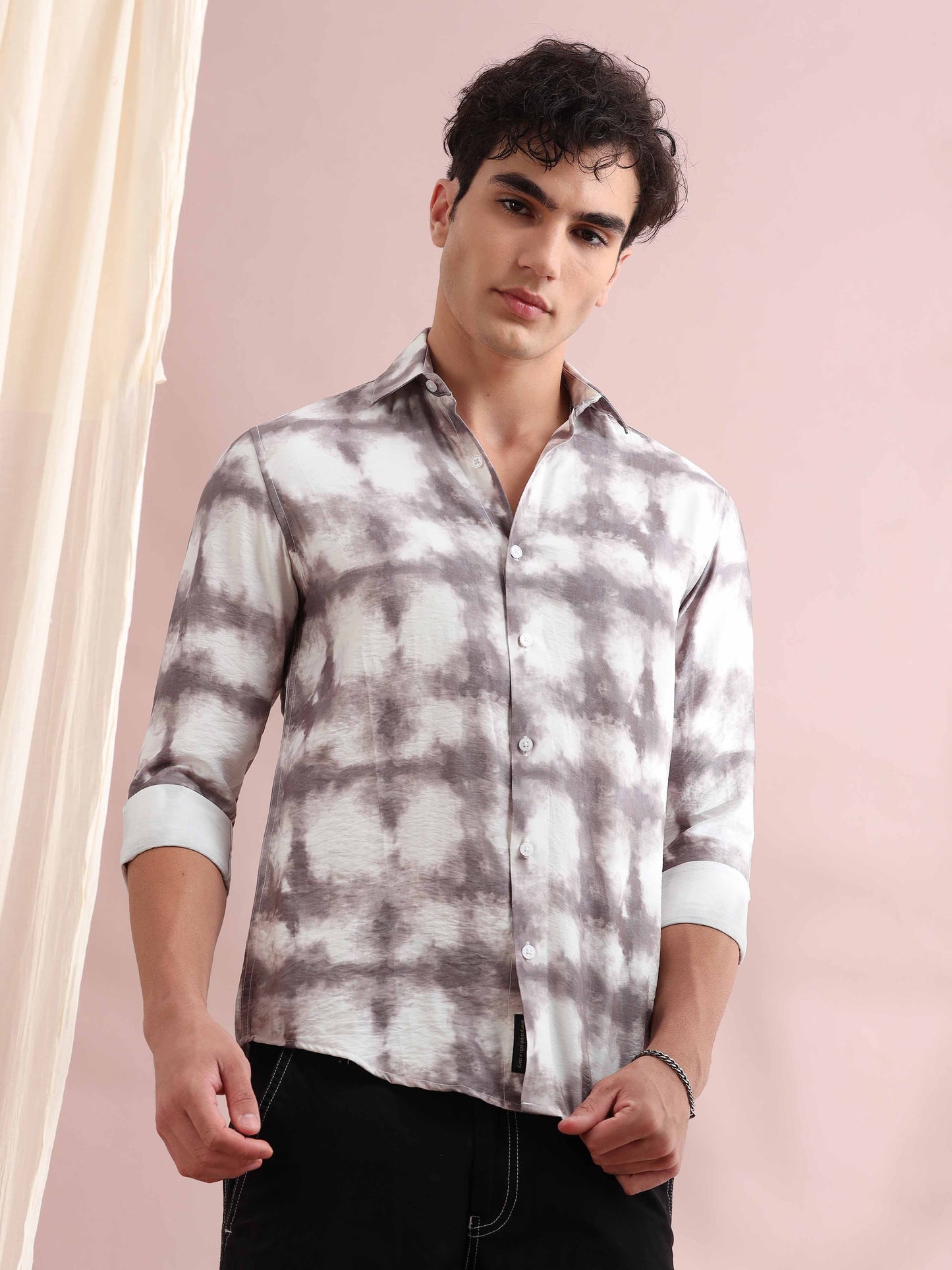 Santiago Grey Tie Dye Printed Shirt