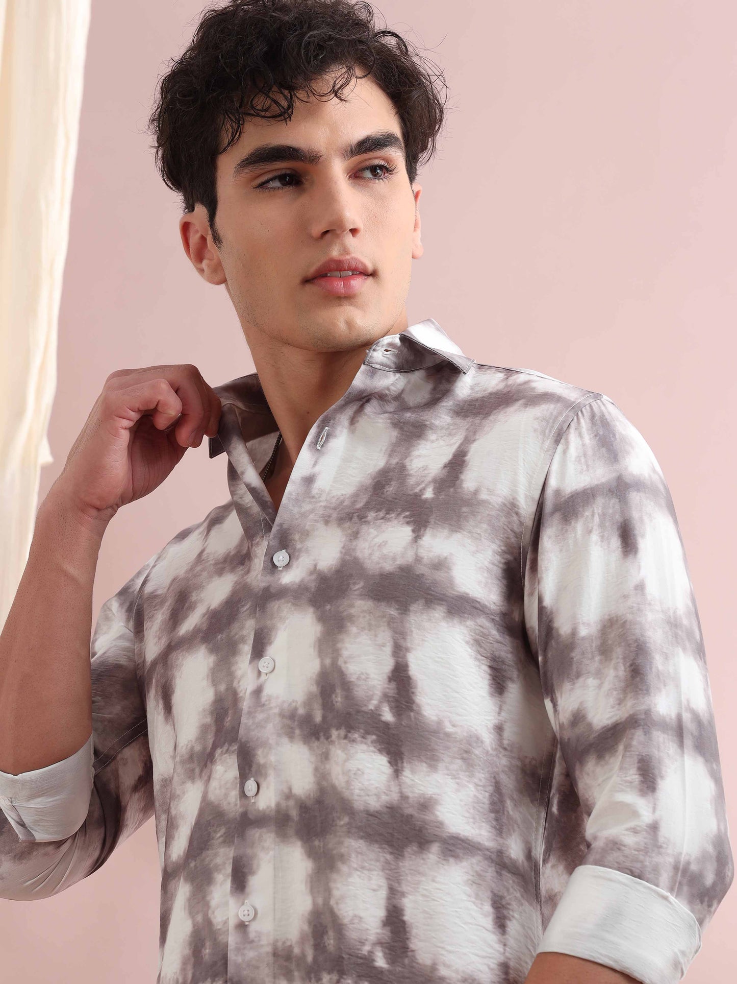 Santiago Grey Tie Dye Printed Shirt