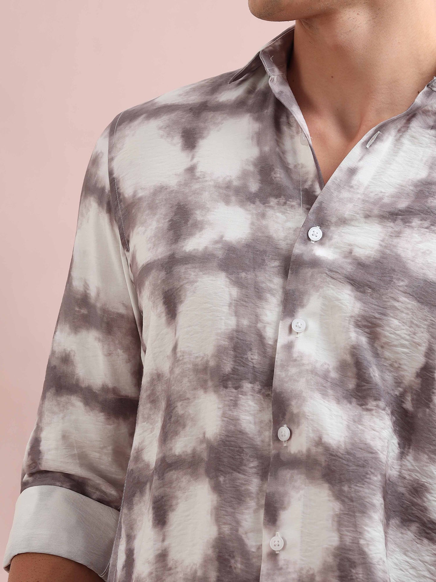 Santiago Grey Tie Dye Printed Shirt