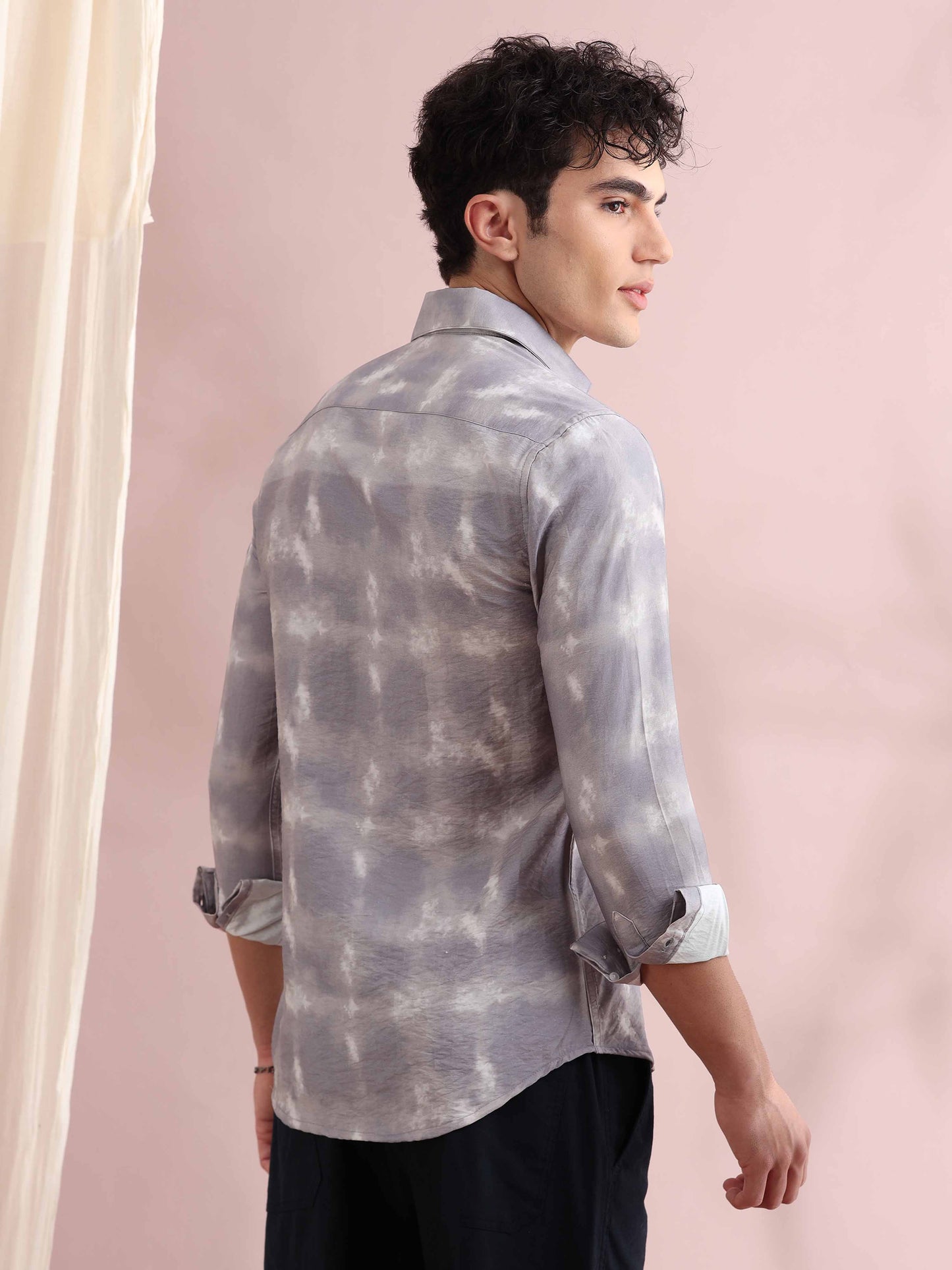 Santiago Grey Tie Dye Printed Shirt