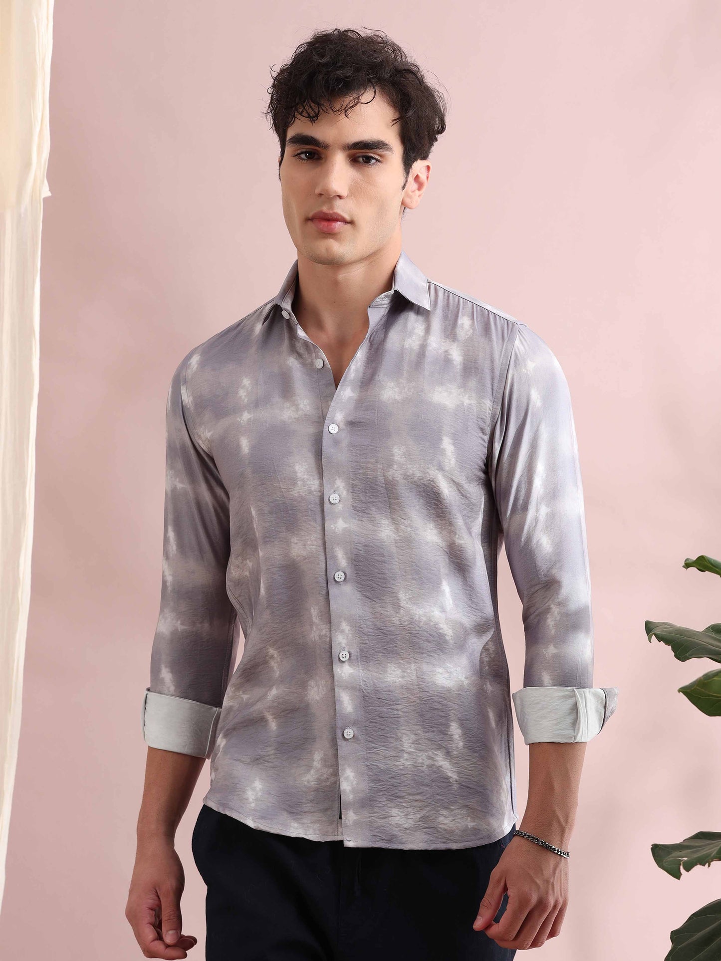 Santiago Grey Tie Dye Printed Shirt