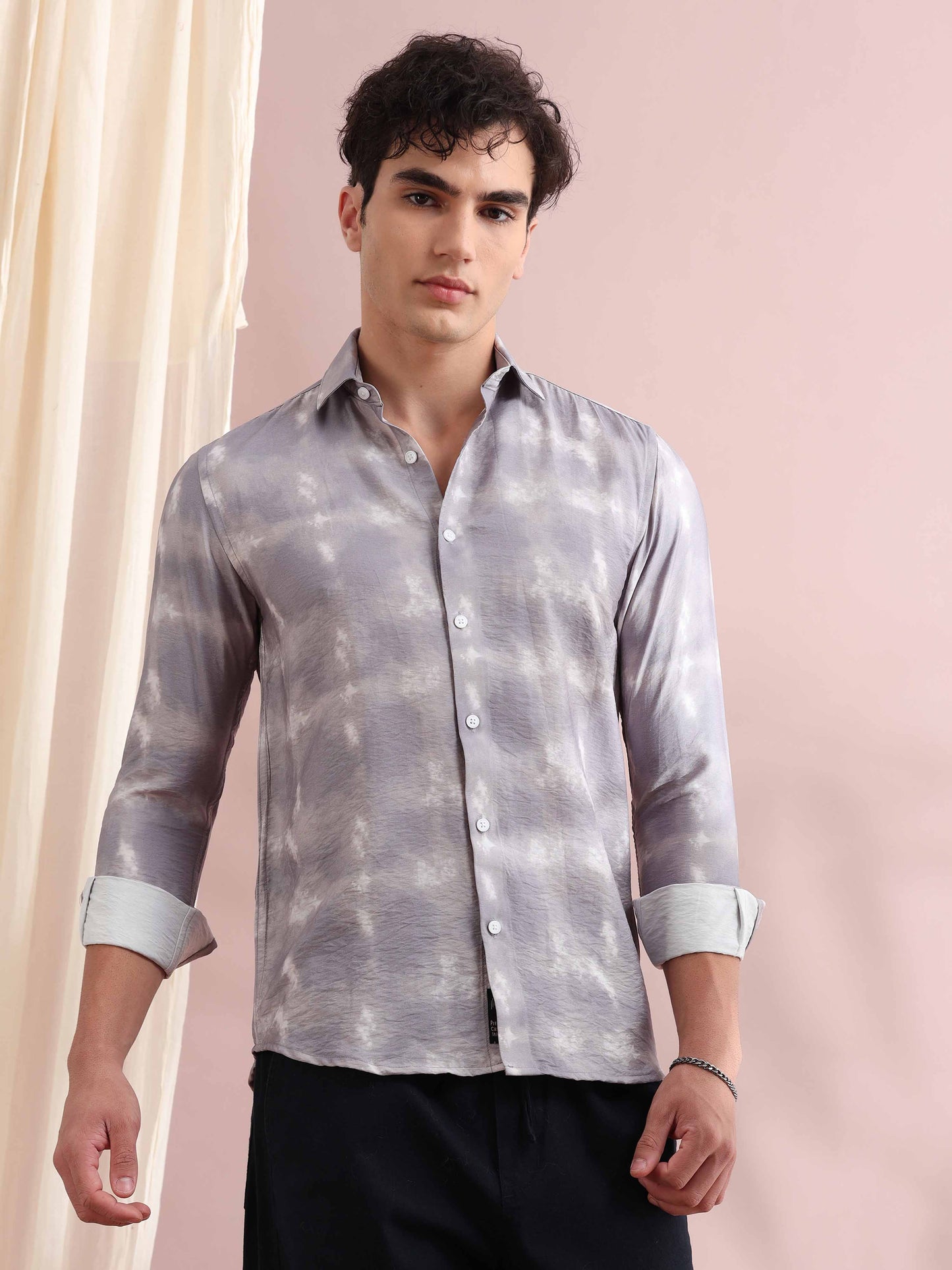 Santiago Grey Tie Dye Printed Shirt