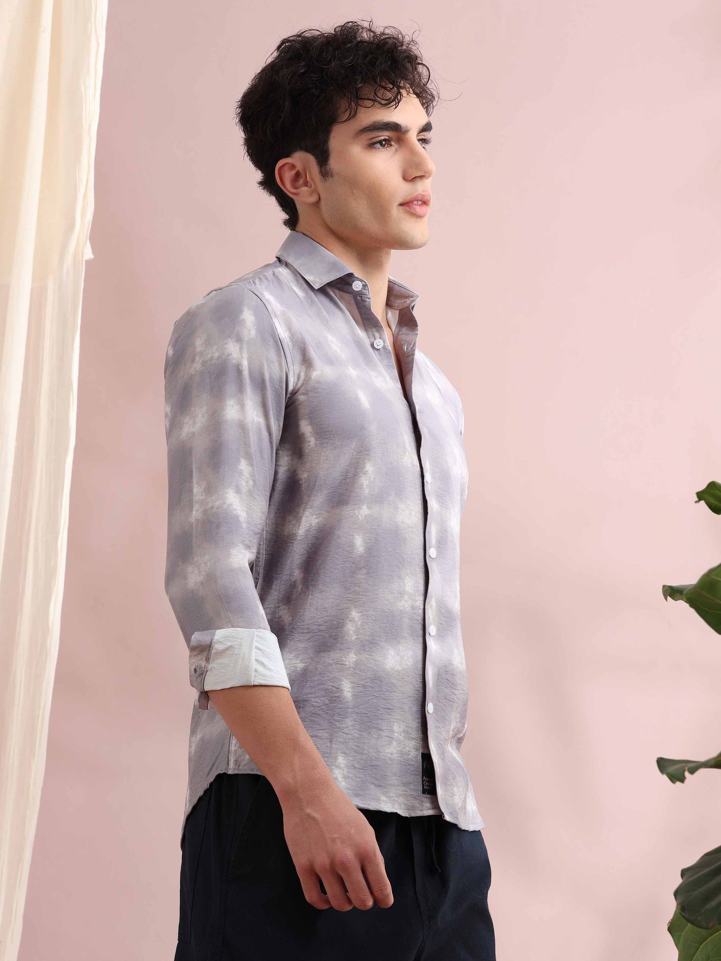 Santiago Grey Tie Dye Printed Shirt