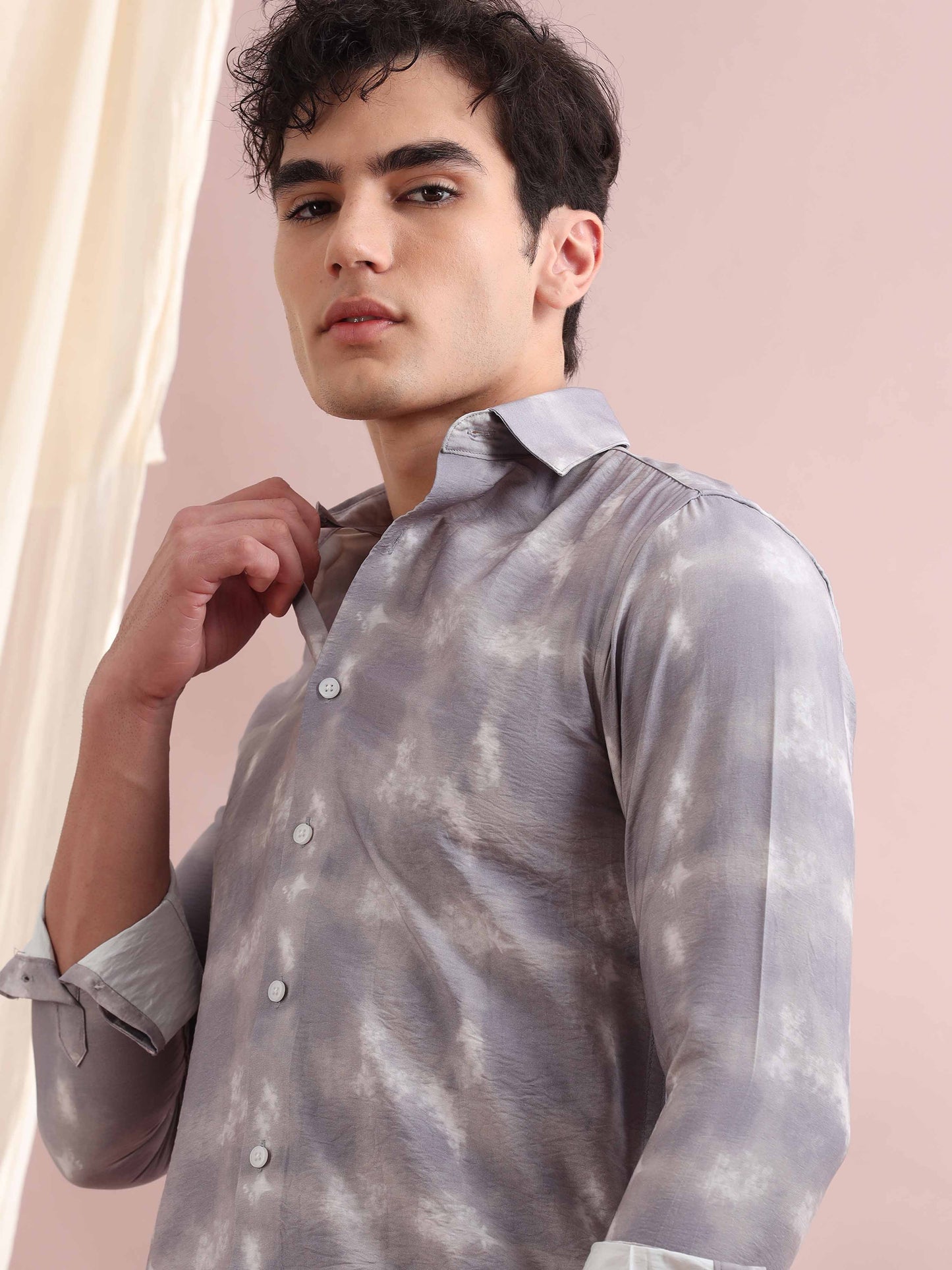 Santiago Grey Tie Dye Printed Shirt