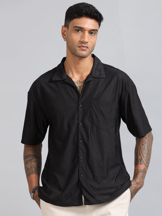 Jack Charcoal Luster knitted Solid Shirt